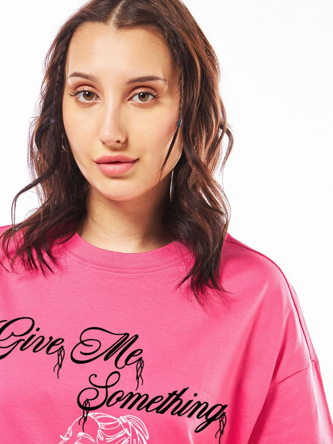 Bewakoof Women Typography Printed Round Neck Cotton Pure Cotton Oversized T-shirt - Image 2