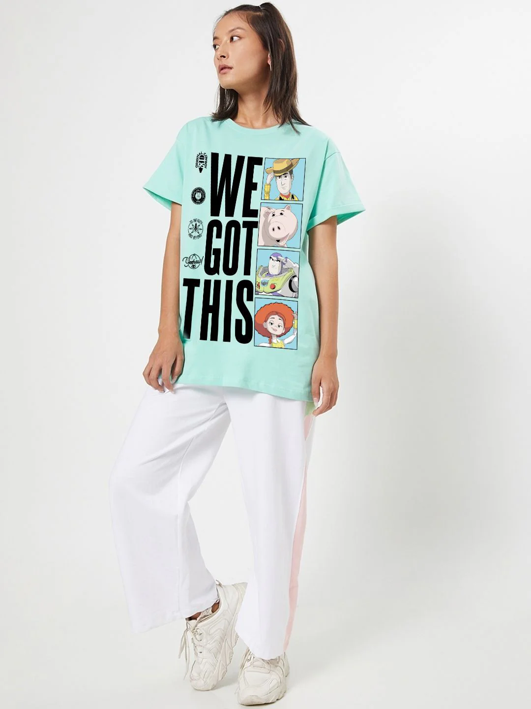 Bewakoof Typography Printed Round Neck Pure Cotton Oversized Toy Story T-shirt - Image 4