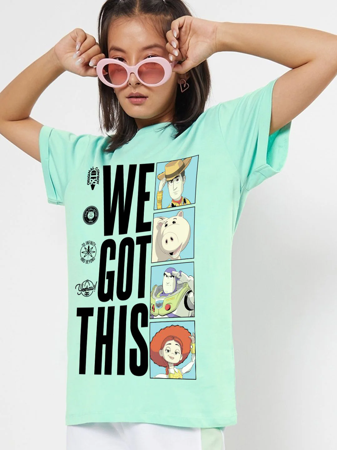 Bewakoof Typography Printed Round Neck Pure Cotton Oversized Toy Story T-shirt - Image 6
