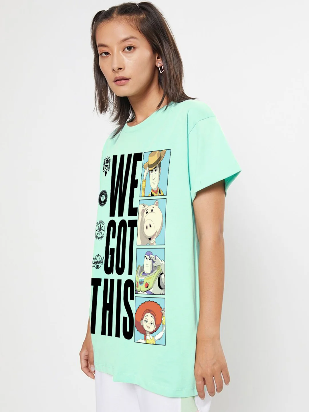 Bewakoof Typography Printed Round Neck Pure Cotton Oversized Toy Story T-shirt - Image 8