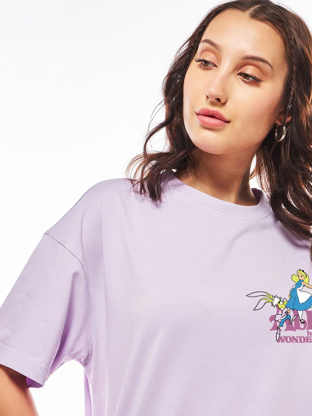 Bewakoof Women Typography Printed Round Neck Pure Cotton Oversized Disney T-shirt - Image 2