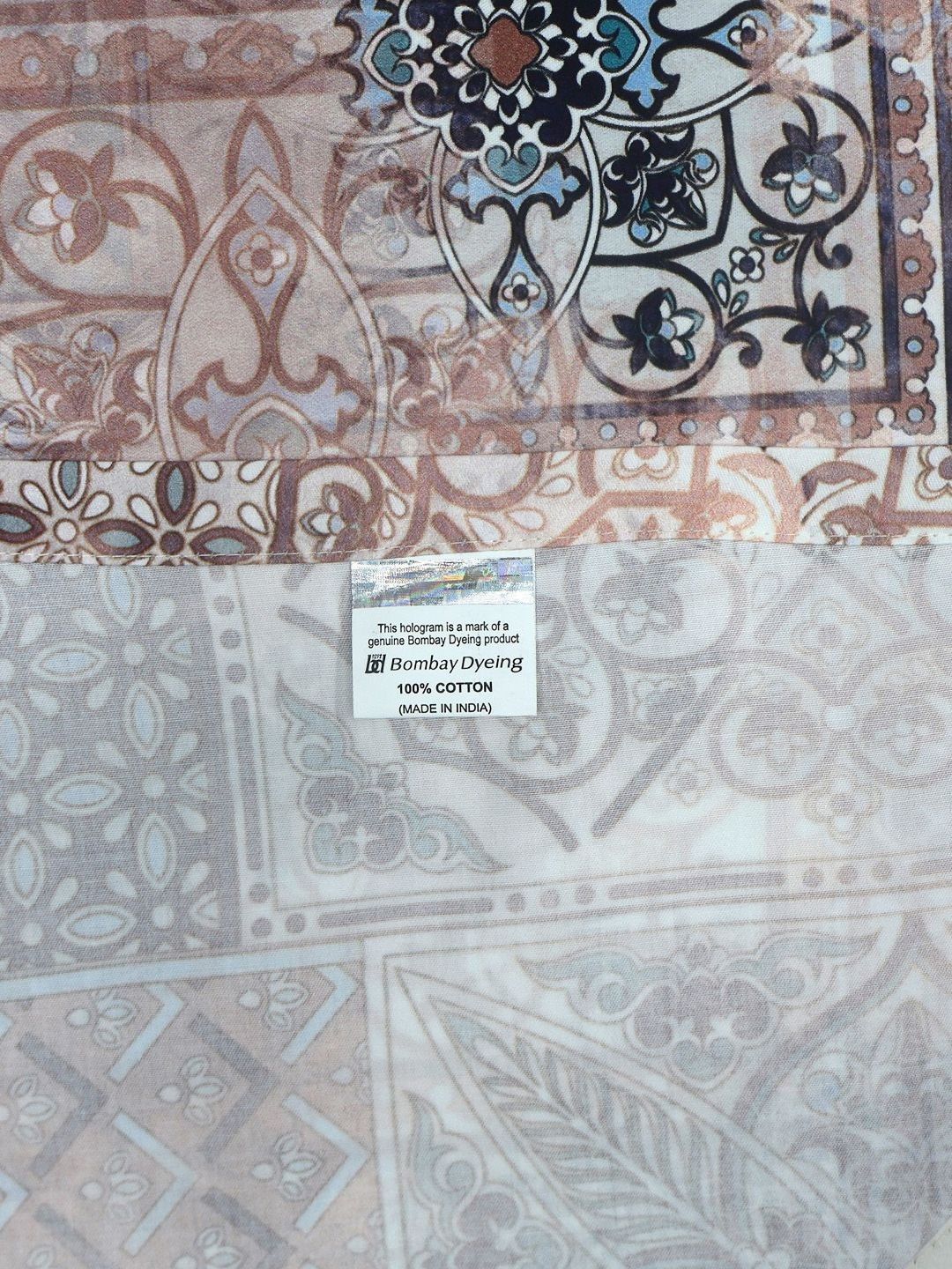 BOMBAY DYEING Brown & Blue Printed 300 TC Cotton King Bedsheet with 4 Pillow Covers - Image 6