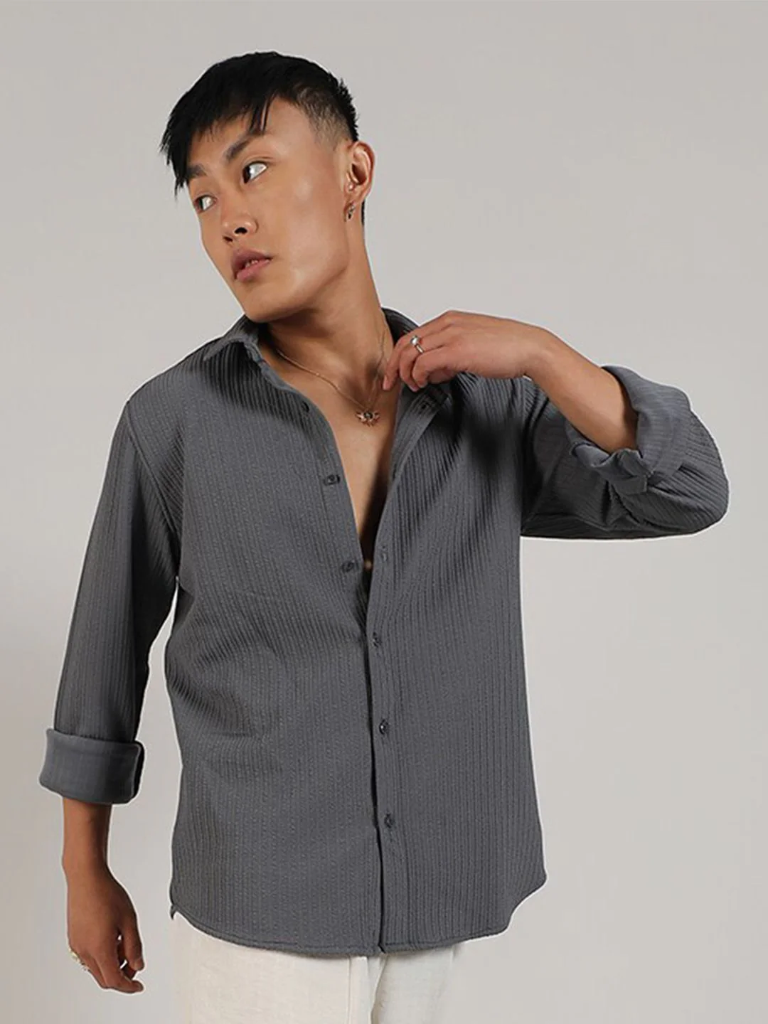 Campus Sutra Comfort Spread Collar Long Sleeves Casual Shirt - Image 2