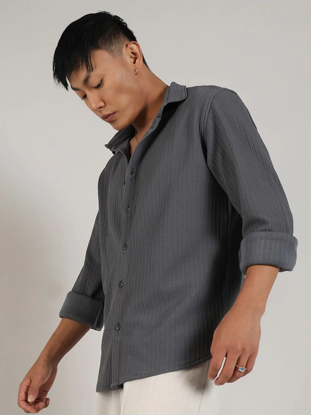 Campus Sutra Comfort Spread Collar Long Sleeves Casual Shirt - Image 5