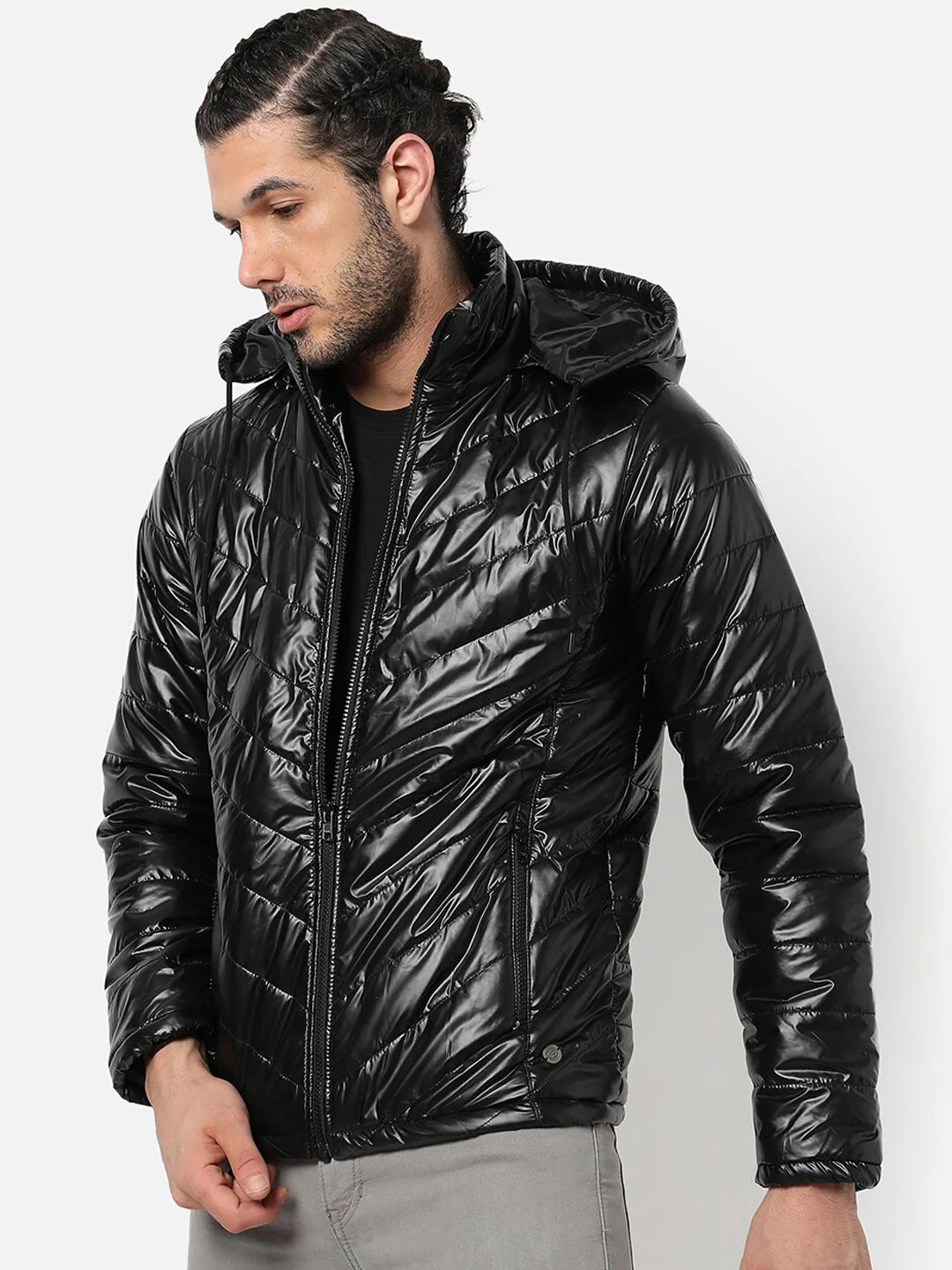 Campus Sutra Men Black Windcheater Outdoor Bomber Jacket - Image 5