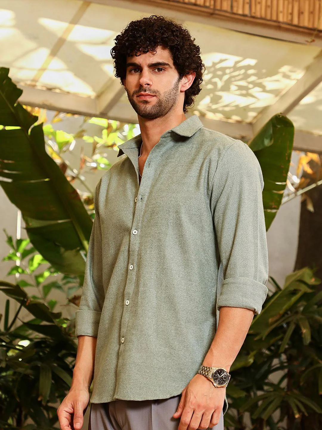 Campus Sutra Men Classic Fit Spread Collar Solid Cotton Casual Shirt - Image 3