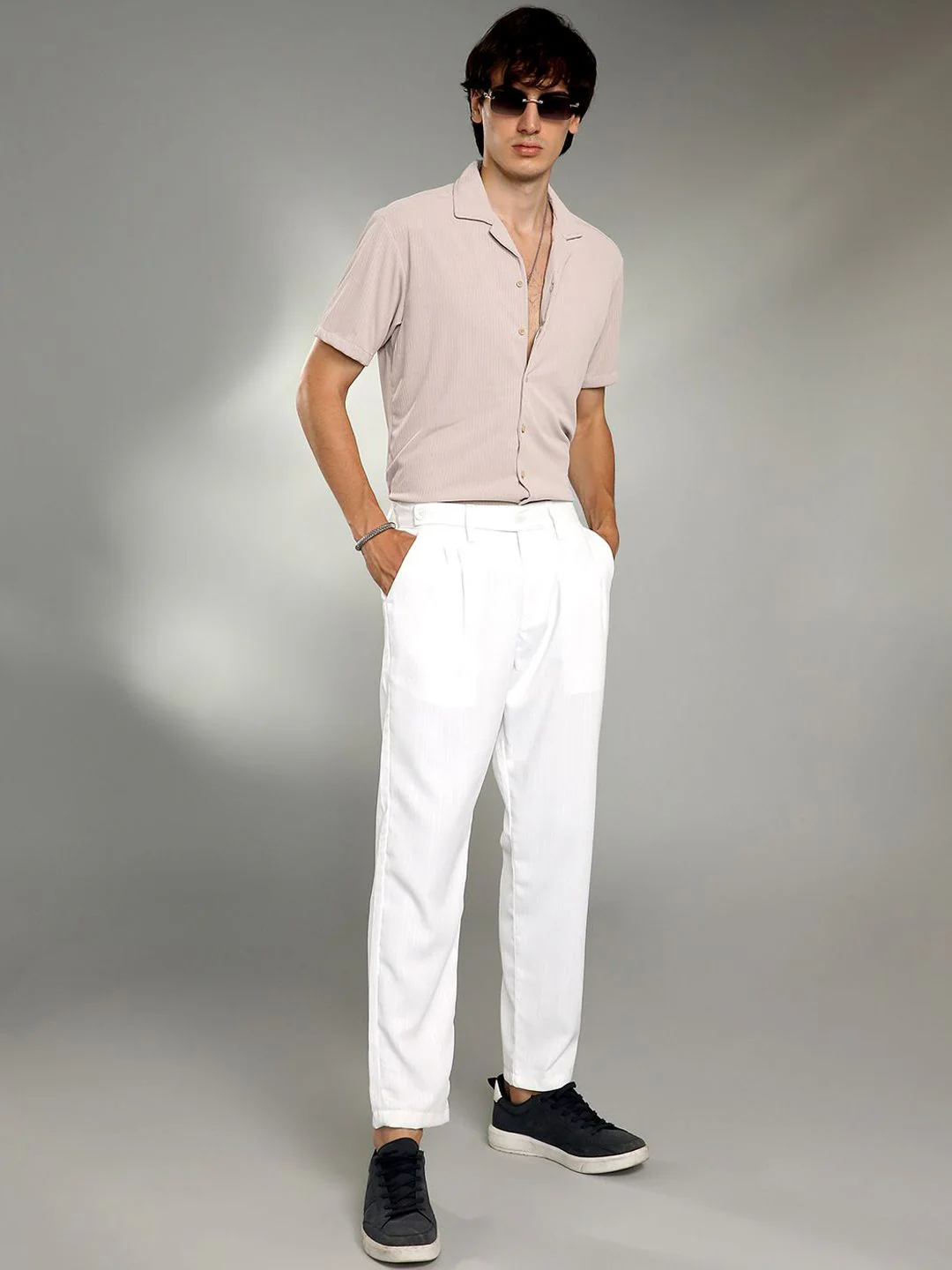 Campus Sutra Men Comfort Pleated Trousers - Image 6