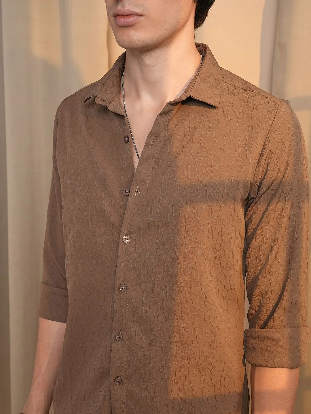 Campus Sutra Men Comfort Textured Opaque Casual Shirt - Image 2