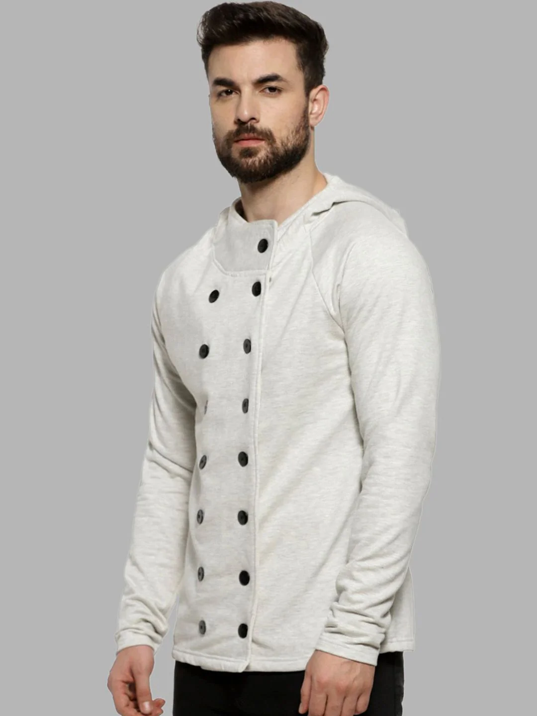 Campus Sutra Men Cream-Coloured Windcheater Outdoor Open Front Jacket - Image 5