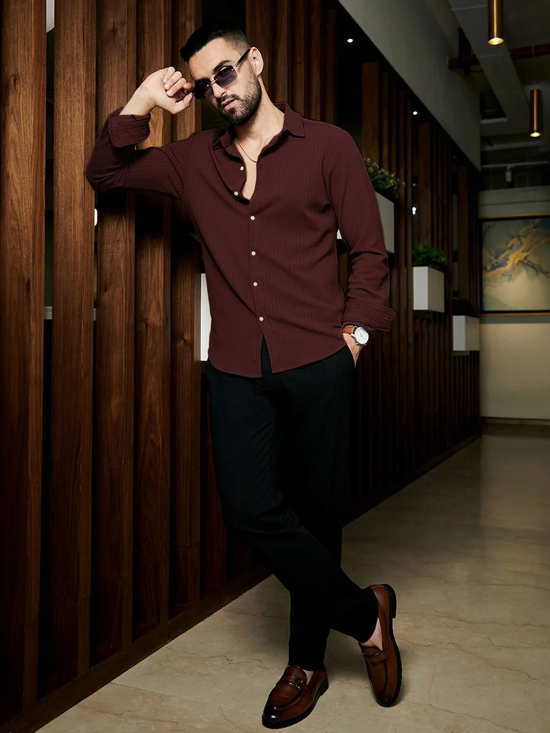 Campus Sutra Men Spread Collar Comfort Casual Shirt - Image 4
