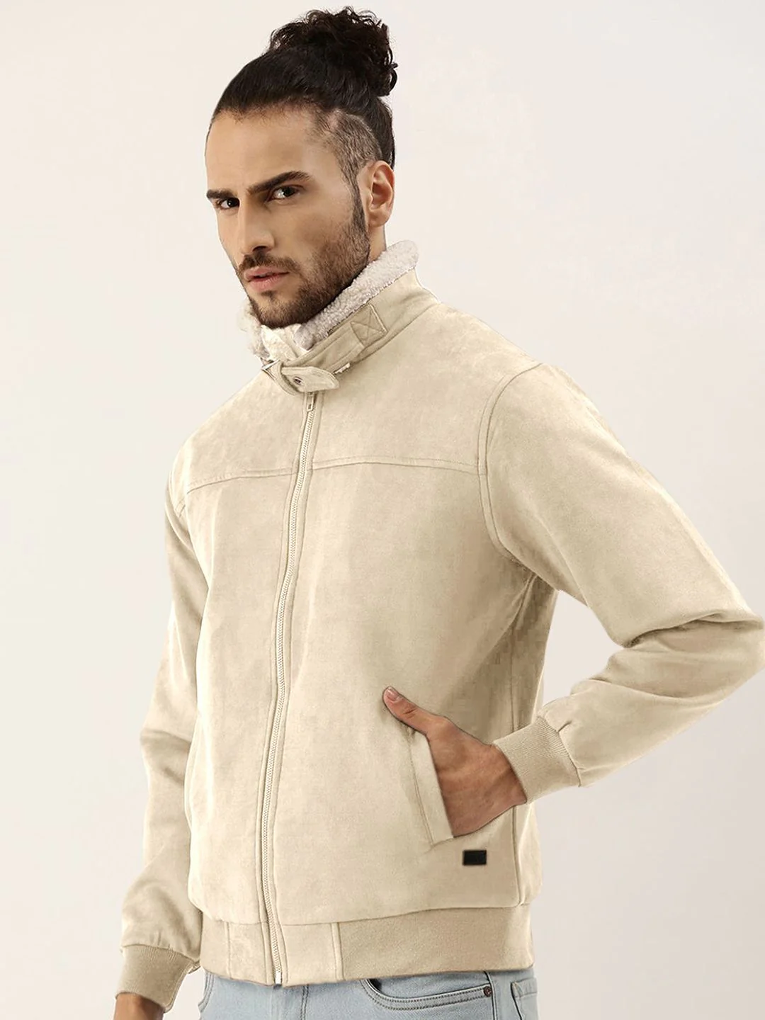 Campus Sutra Men Spread Collar Solid Casual Bomber Jacket - Image 3