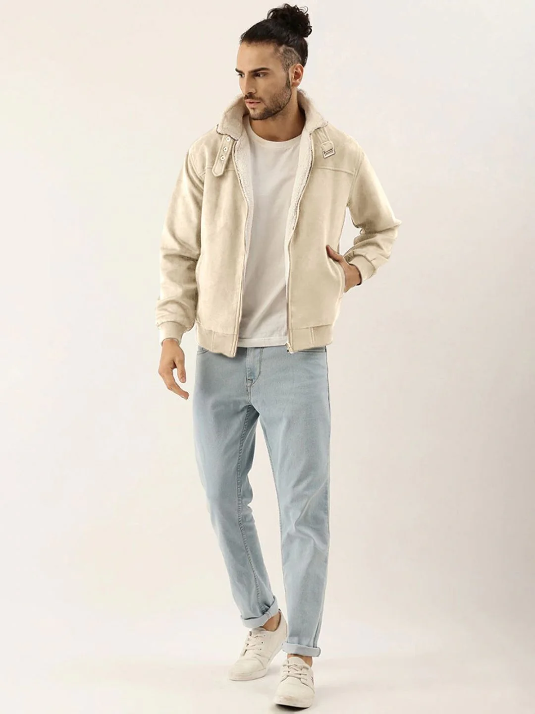 Campus Sutra Men Spread Collar Solid Casual Bomber Jacket - Image 4