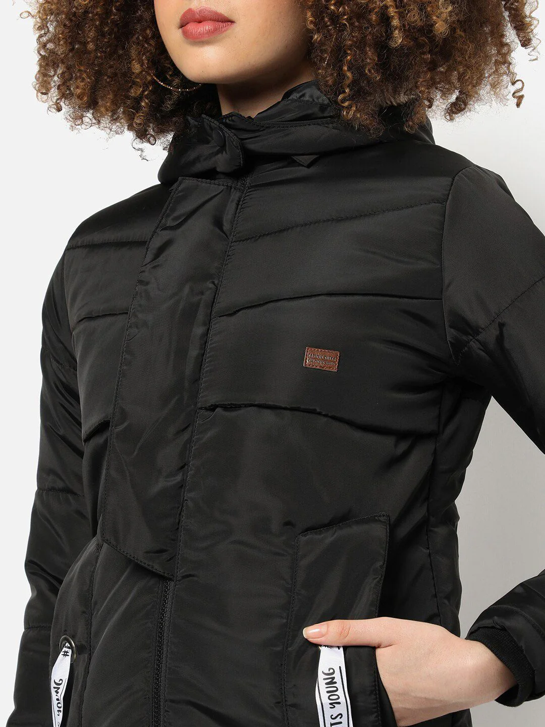 Campus Sutra Women Black Outdoor Puffer Jacket - Image 6