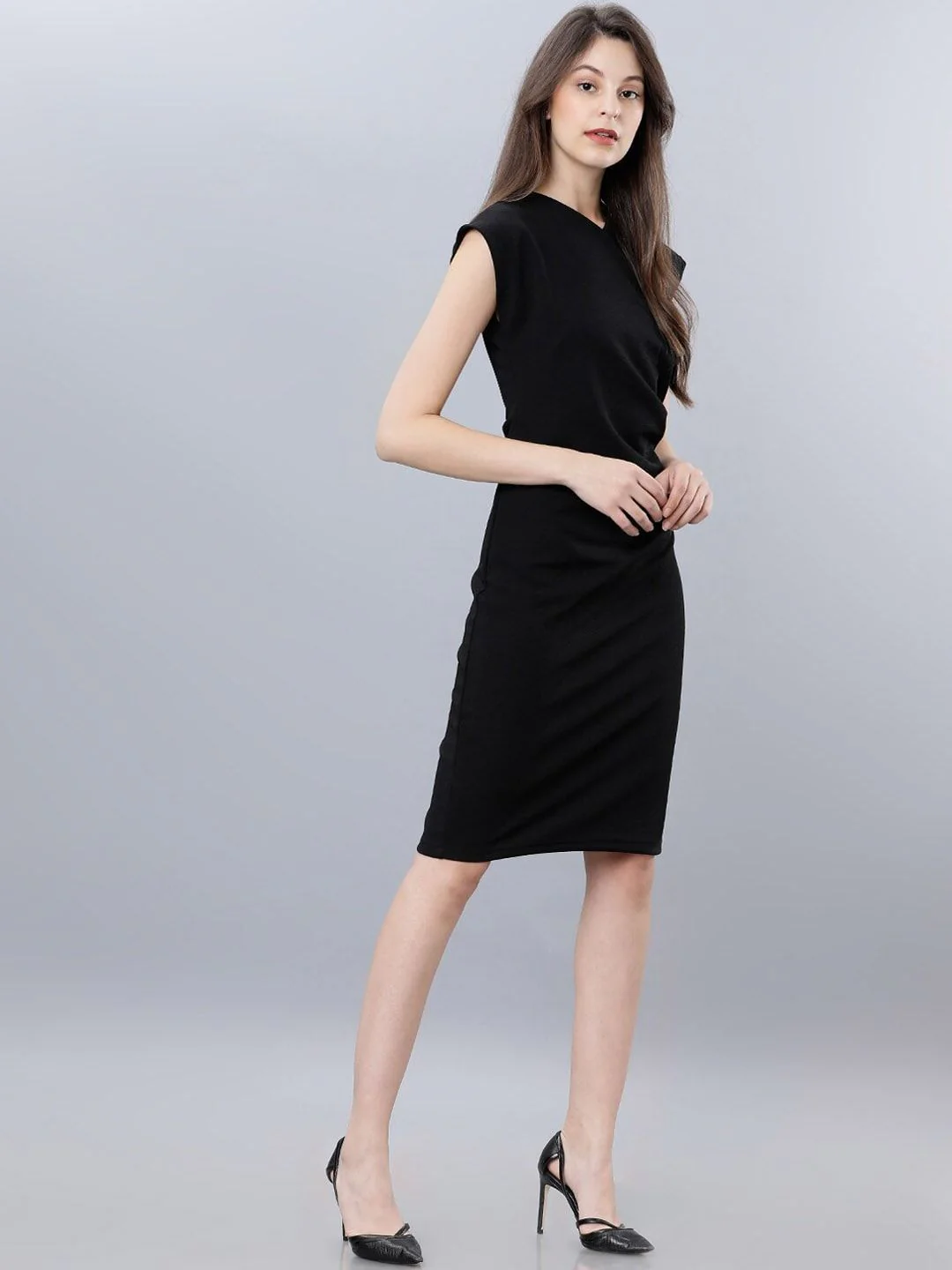 CHIC BY TOKYO TALKIES Women Black Solid Wrap Dress - Image 3