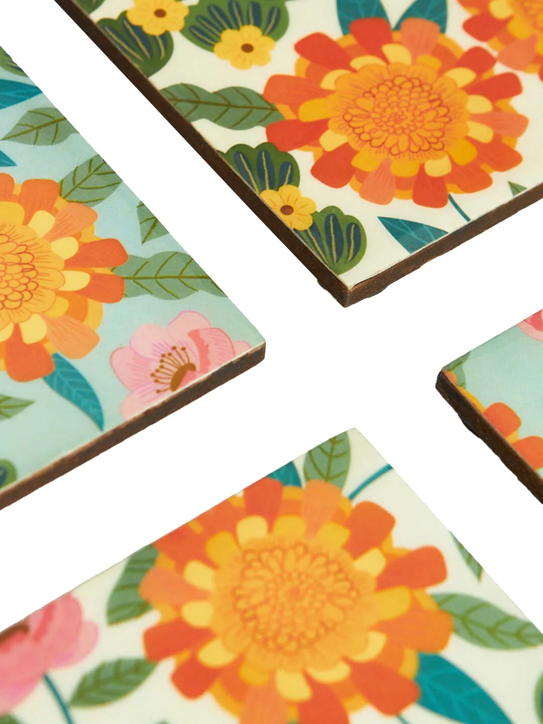 Chumbak Assorted Orange 6 Pieces Marigold Printed Coasters - Image 6