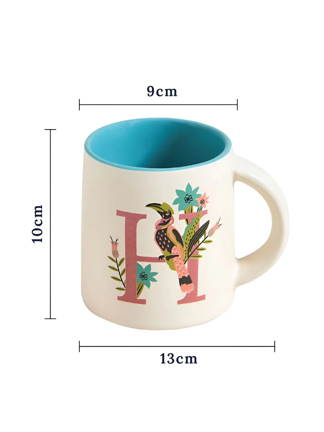 Chumbak Off White & Blue Printed Ceramic Glossy Mug 300 ml - Image 4