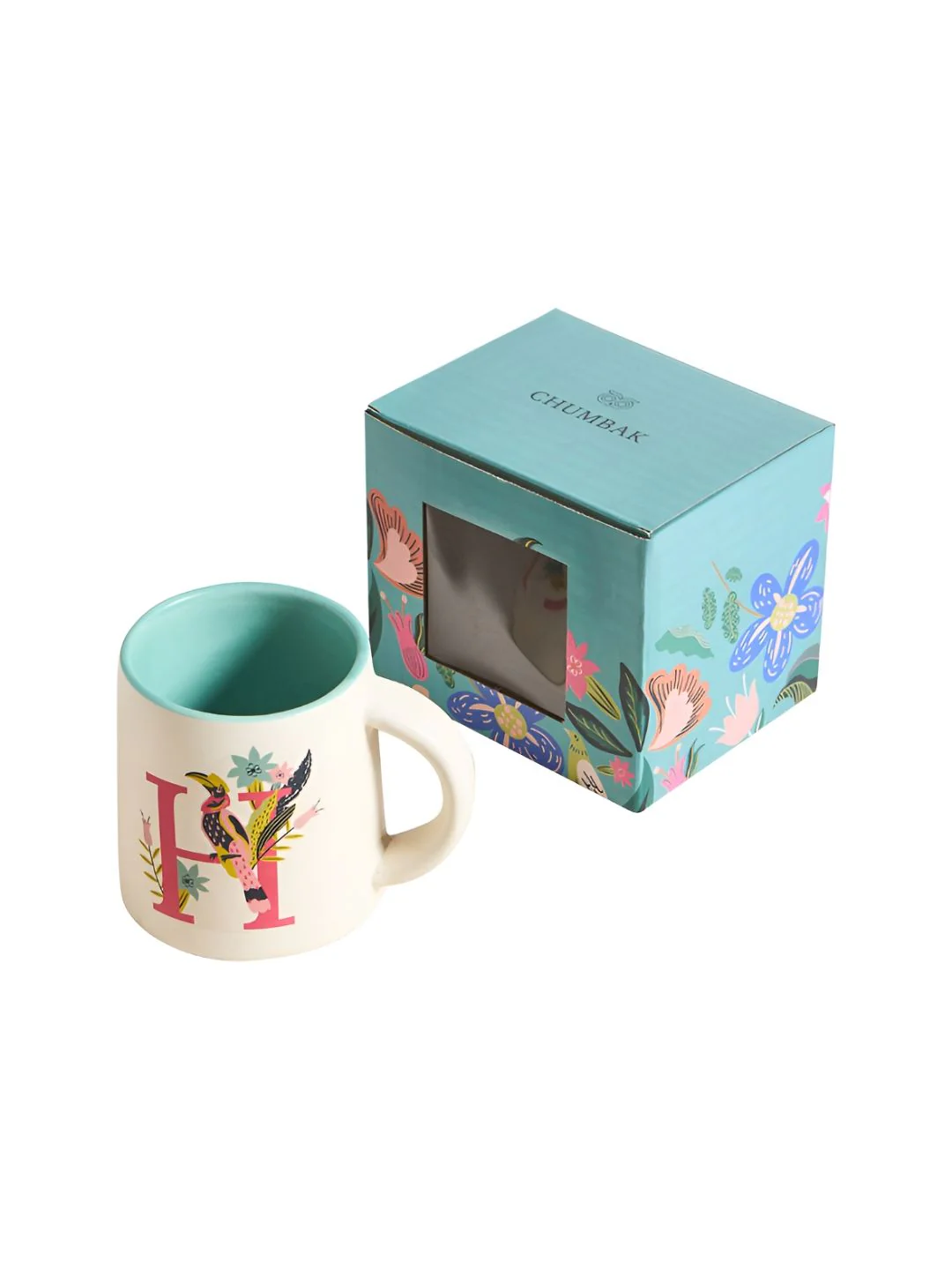 Chumbak Off White & Blue Printed Ceramic Glossy Mug 300 ml - Image 5