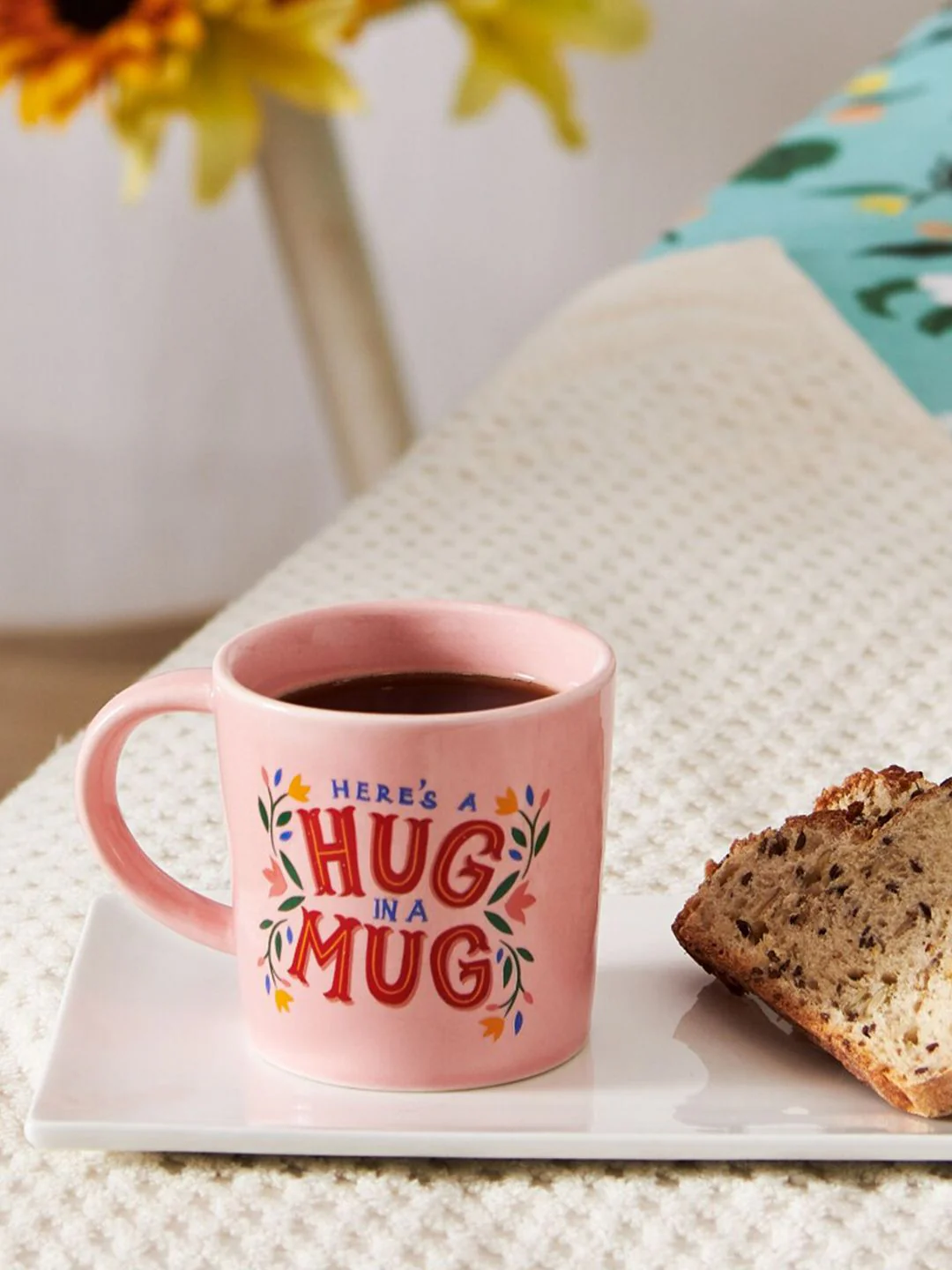 Chumbak Peach Printed Microwavable and Dishwasher Safe Ceramic Matte Mug 300ml
