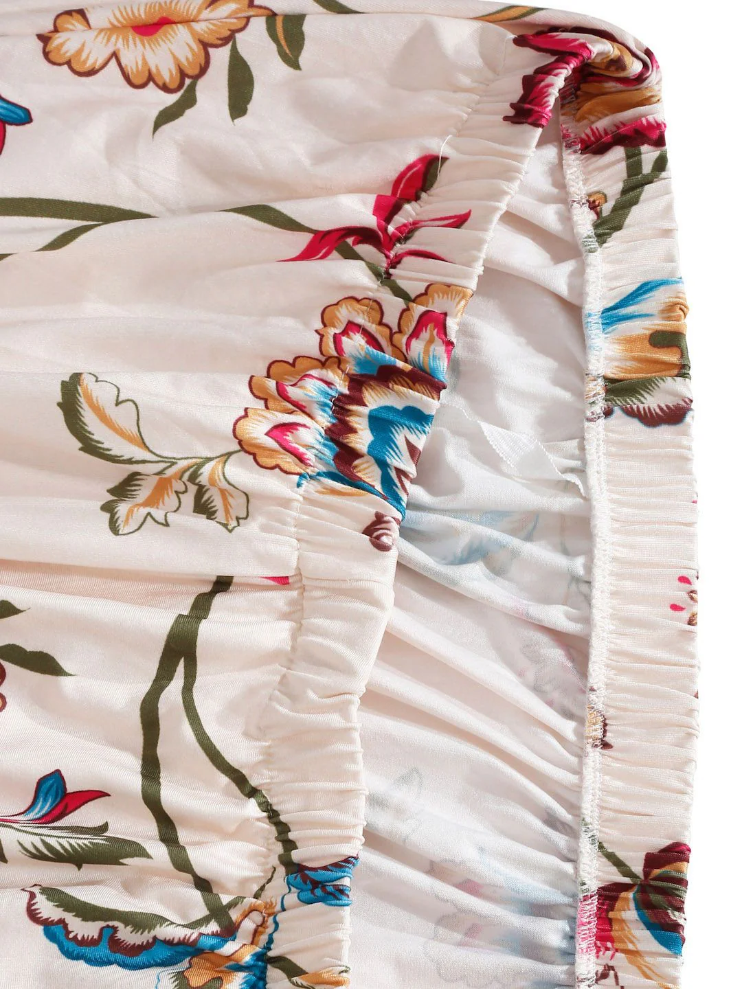 Cortina Beige & Pink Floral Printed Double Seater Sofa Cover - Image 3