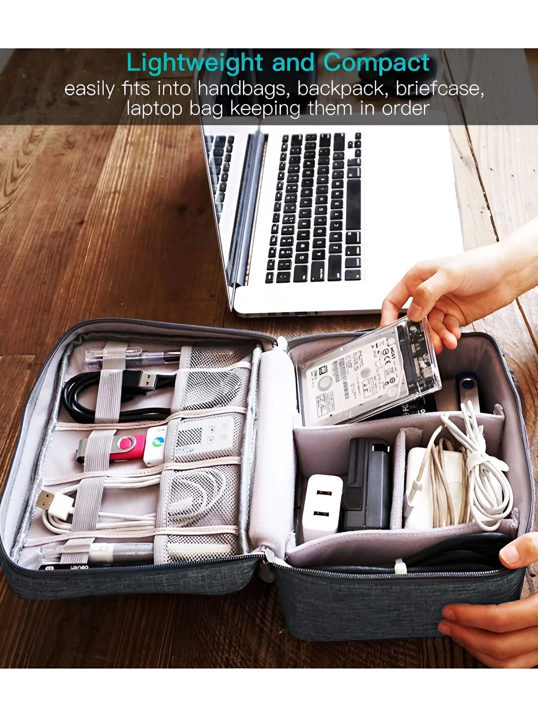 Cortina Grey & Water Resistant Electronics Accessories Organizer - Image 4