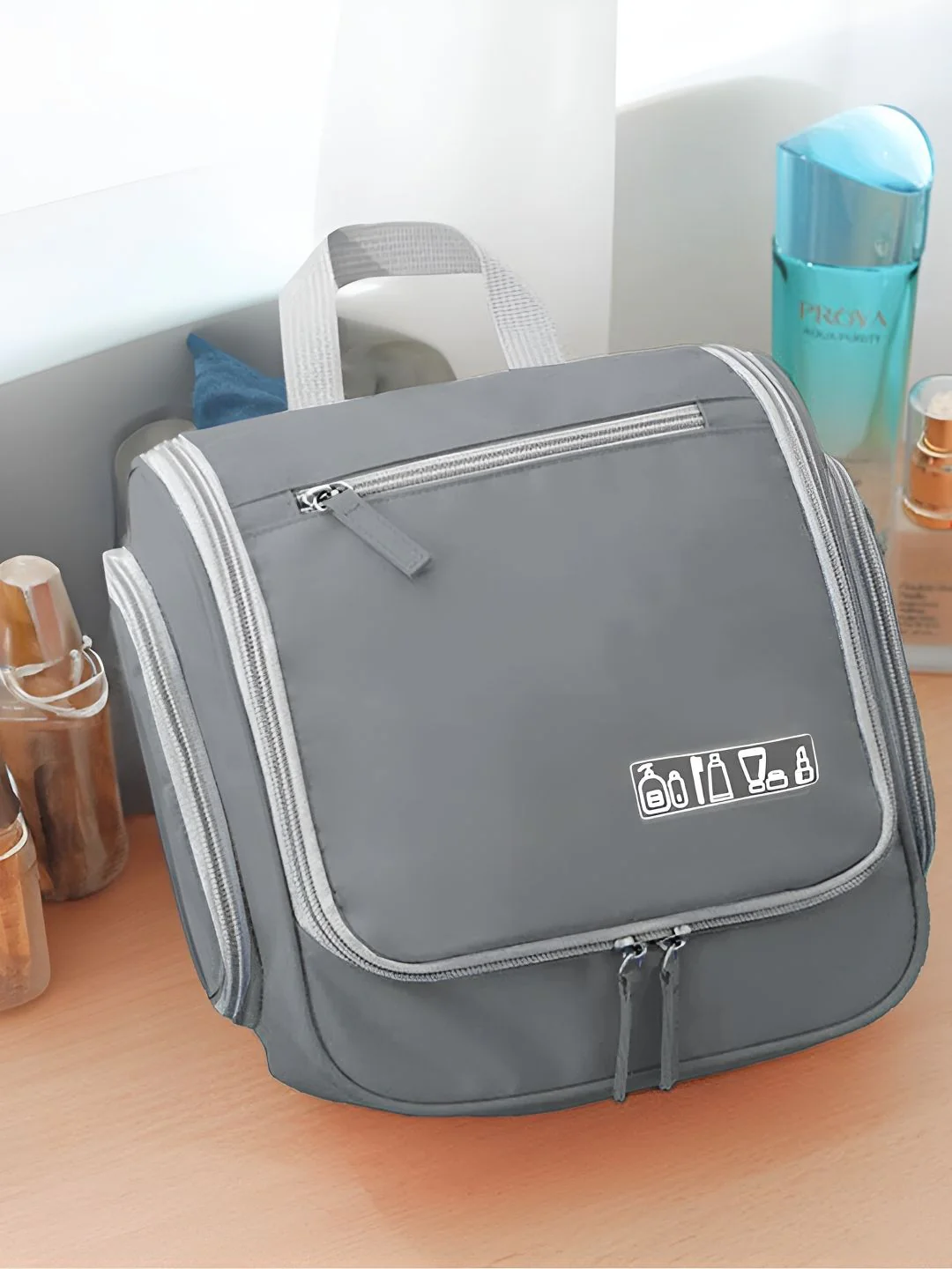 Cortina Grey Water Resistant Makeup Organiser - Image 2