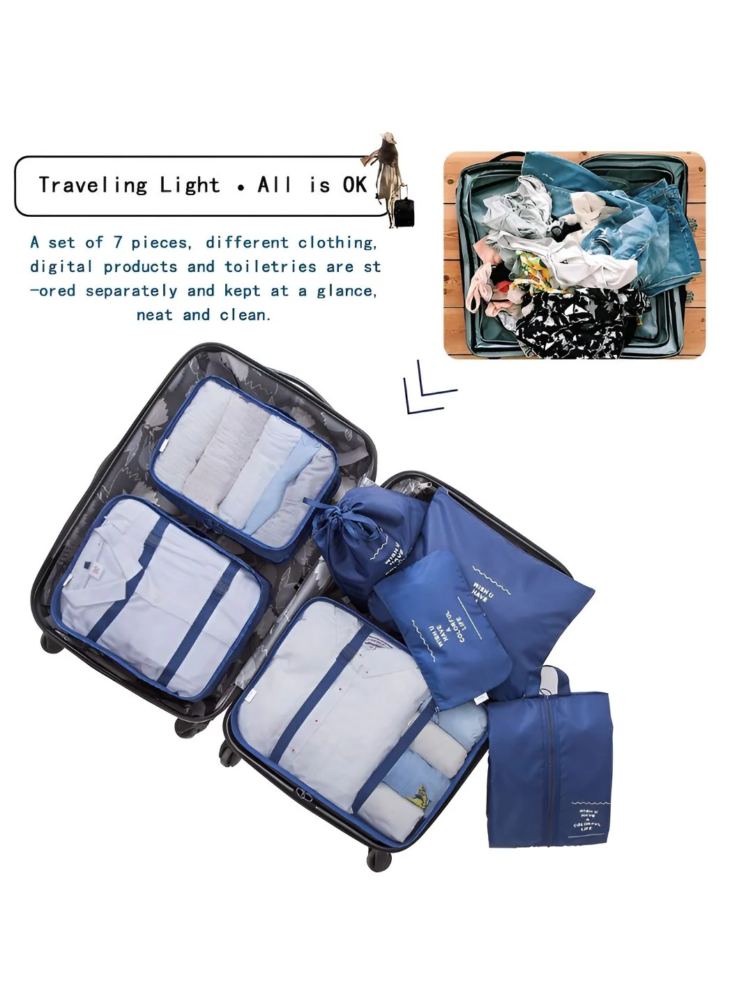 Cortina Navy Blue & Grey 6 Pieces Water Resistant Multi-Utility Organisers - Image 3