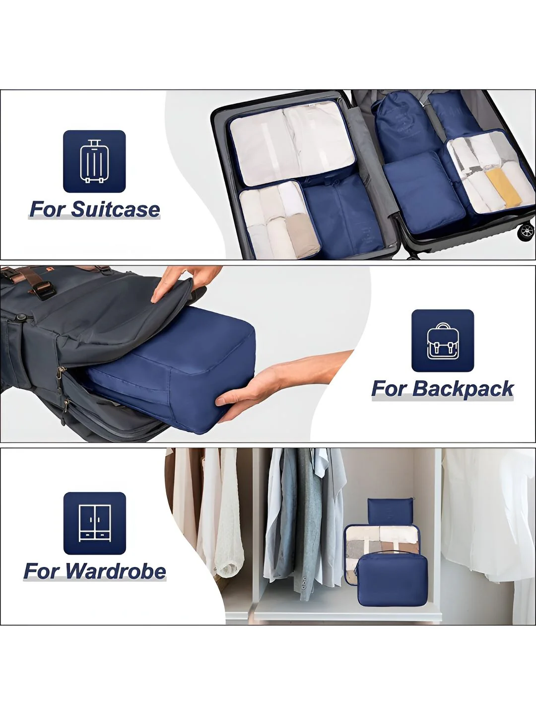 Cortina Navy Blue & Grey 6 Pieces Water Resistant Multi-Utility Organisers - Image 5