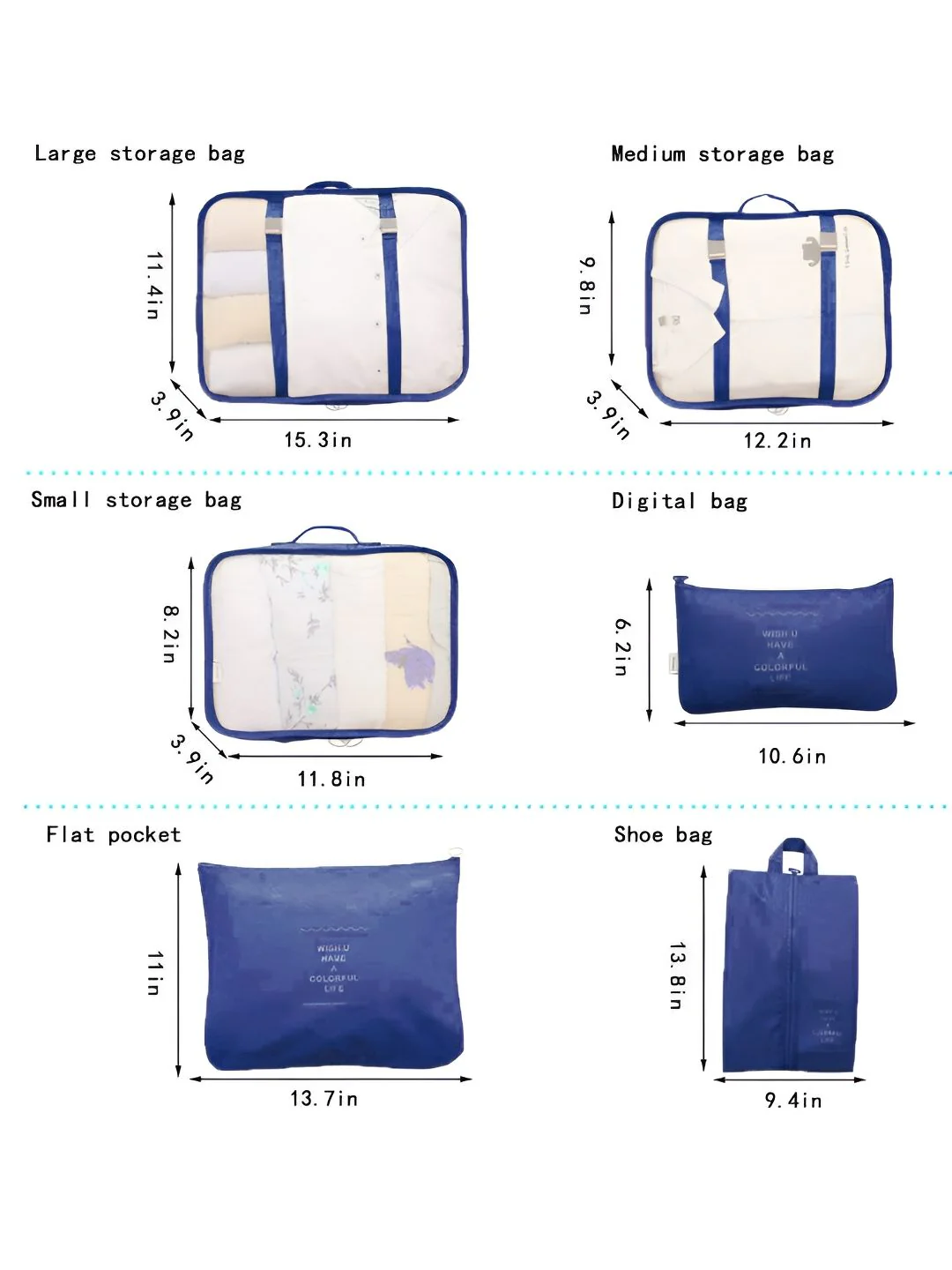 Cortina Navy Blue & Grey 6 Pieces Water Resistant Multi-Utility Organisers - Image 6