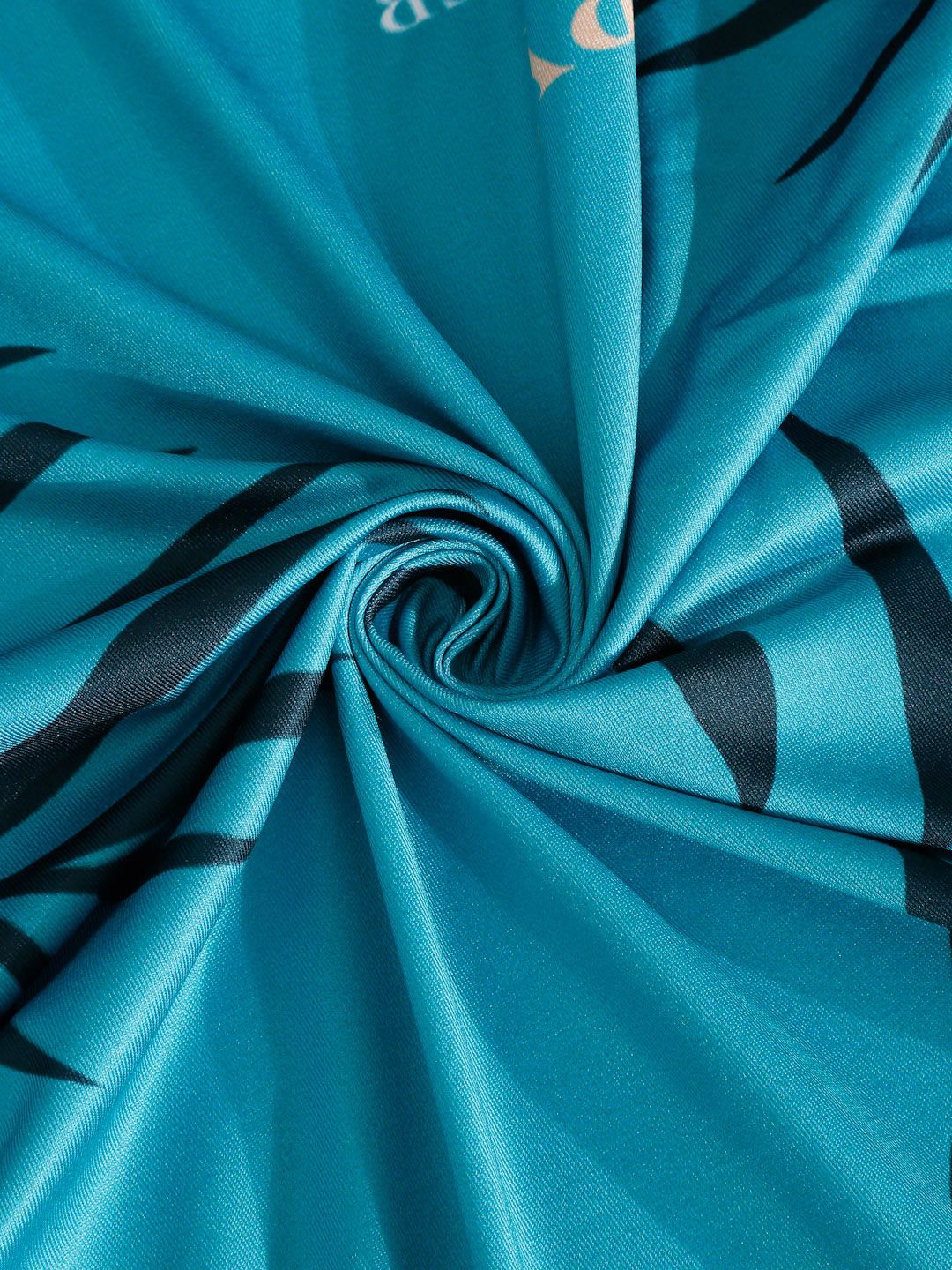 Cortina Teal Blue & Black Quirky Printed Non-Slip 1-Seater Sofa Cover - Image 2