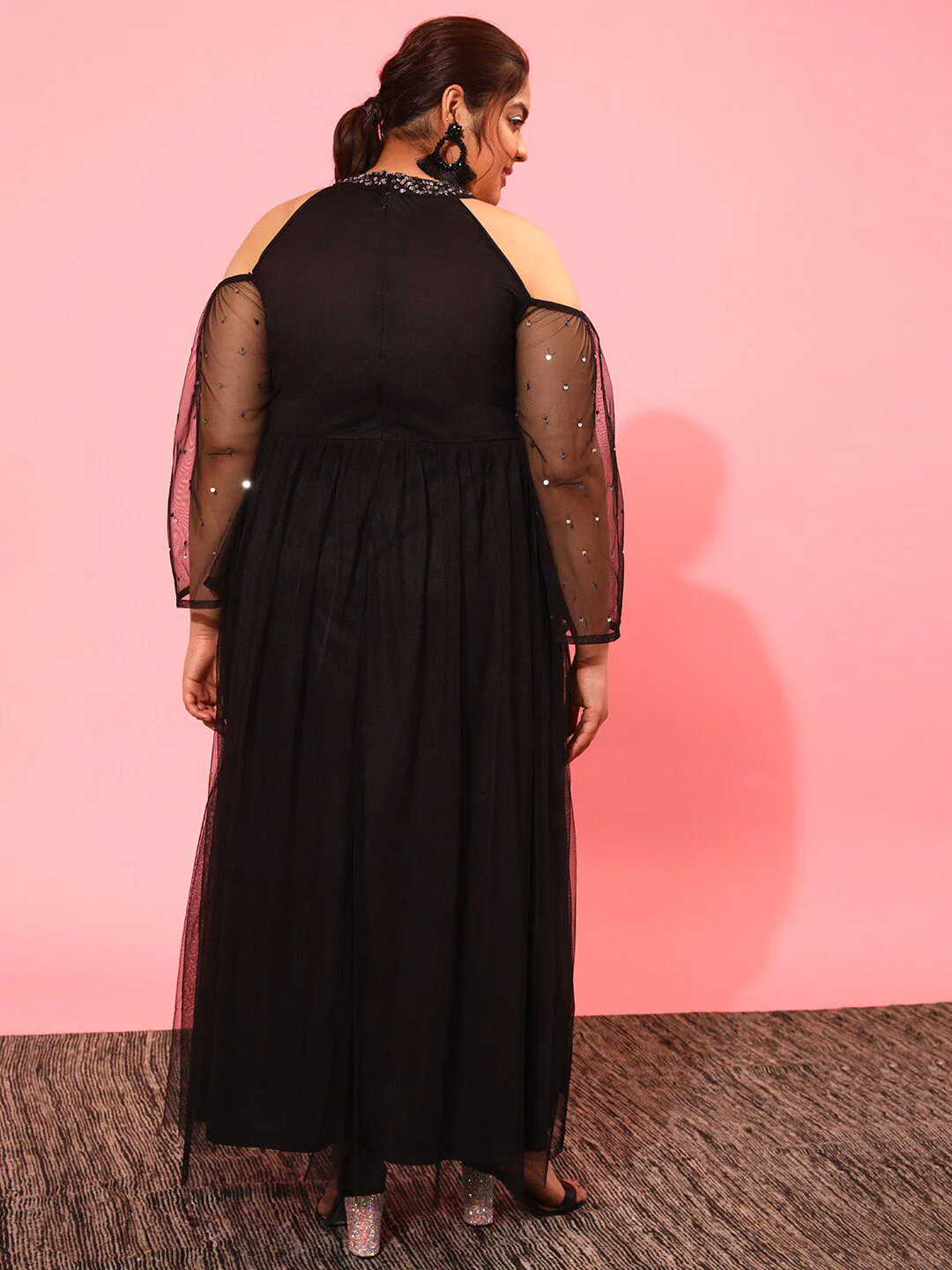 CURVY STREET Embellished Net Maxi Dress - Image 5