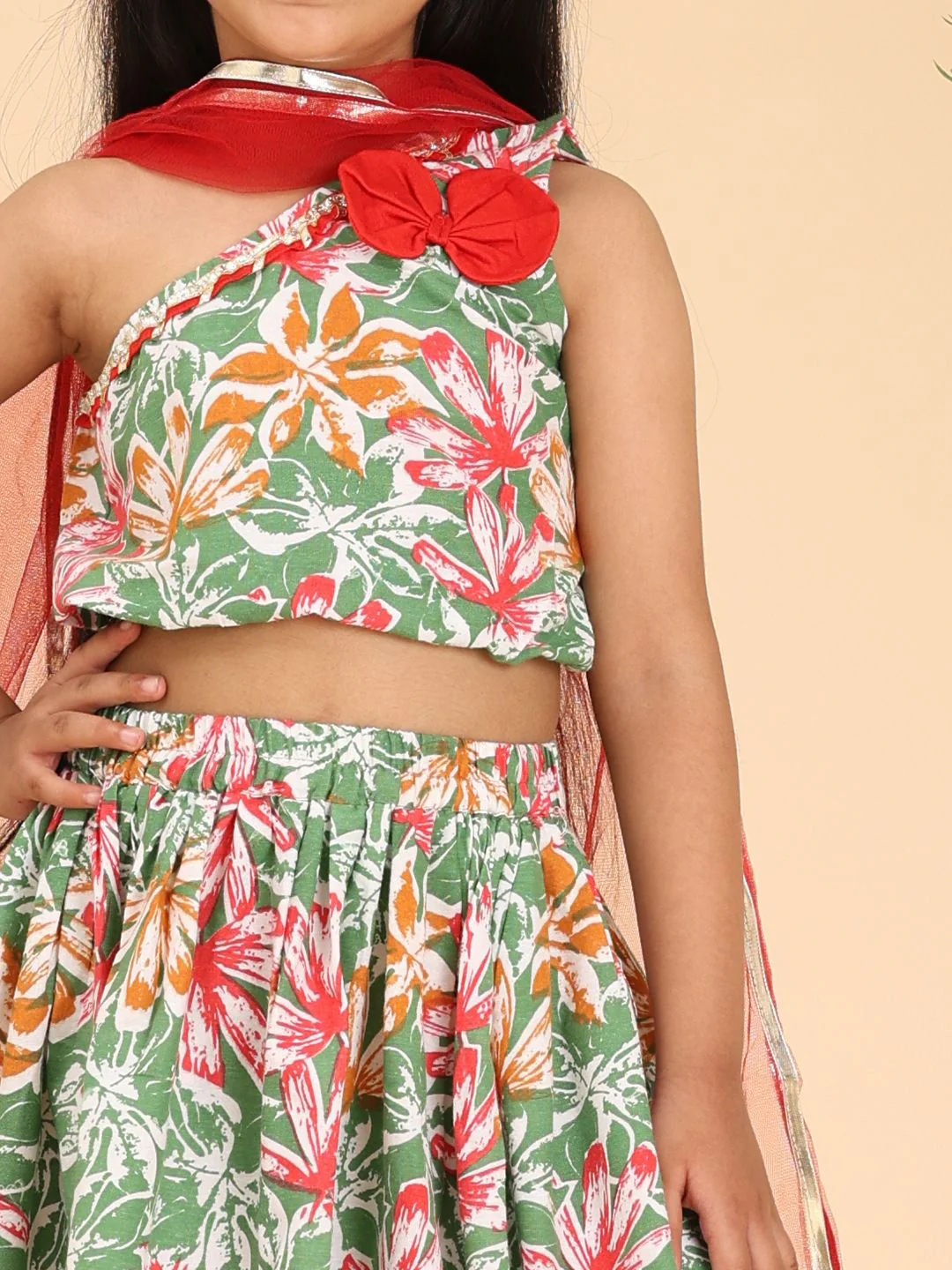 Cutiekins Girls Printed Ready to Wear Lehenga & Blouse With Dupatta - Image 2