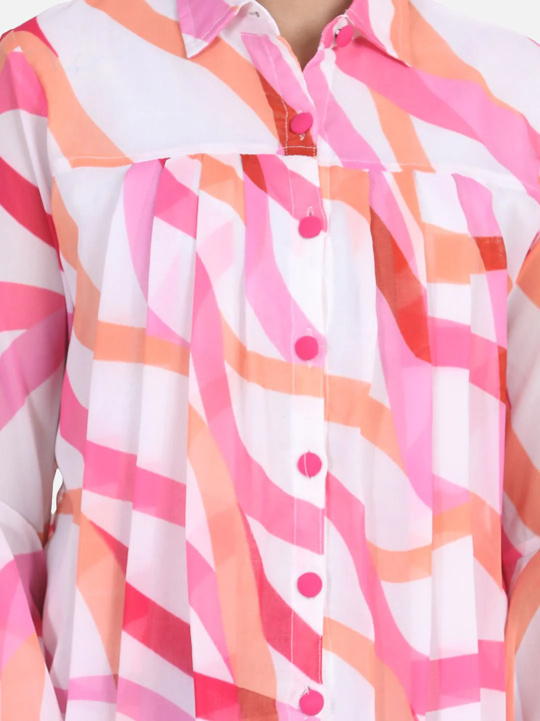 Cutiekins White & Pink Crepe Shirt Style Top - Image 4