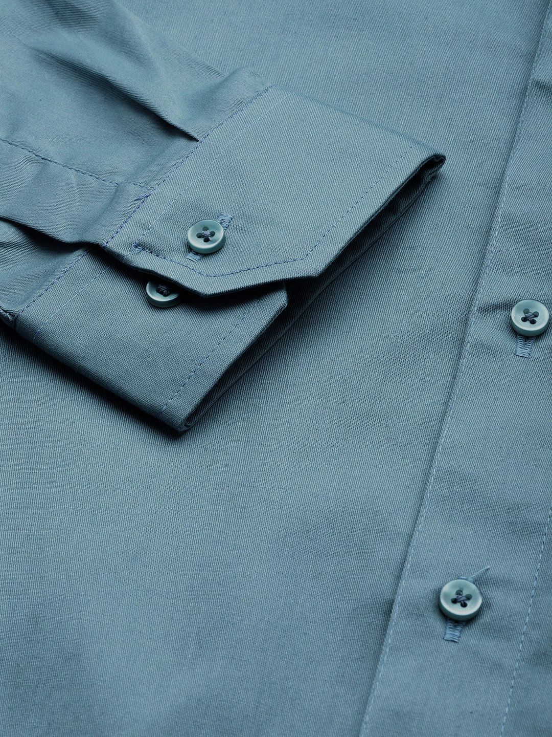 DENNISON Men Blue Pure Cotton Smart Slim Fit Solid Formal Shirt - Image 3