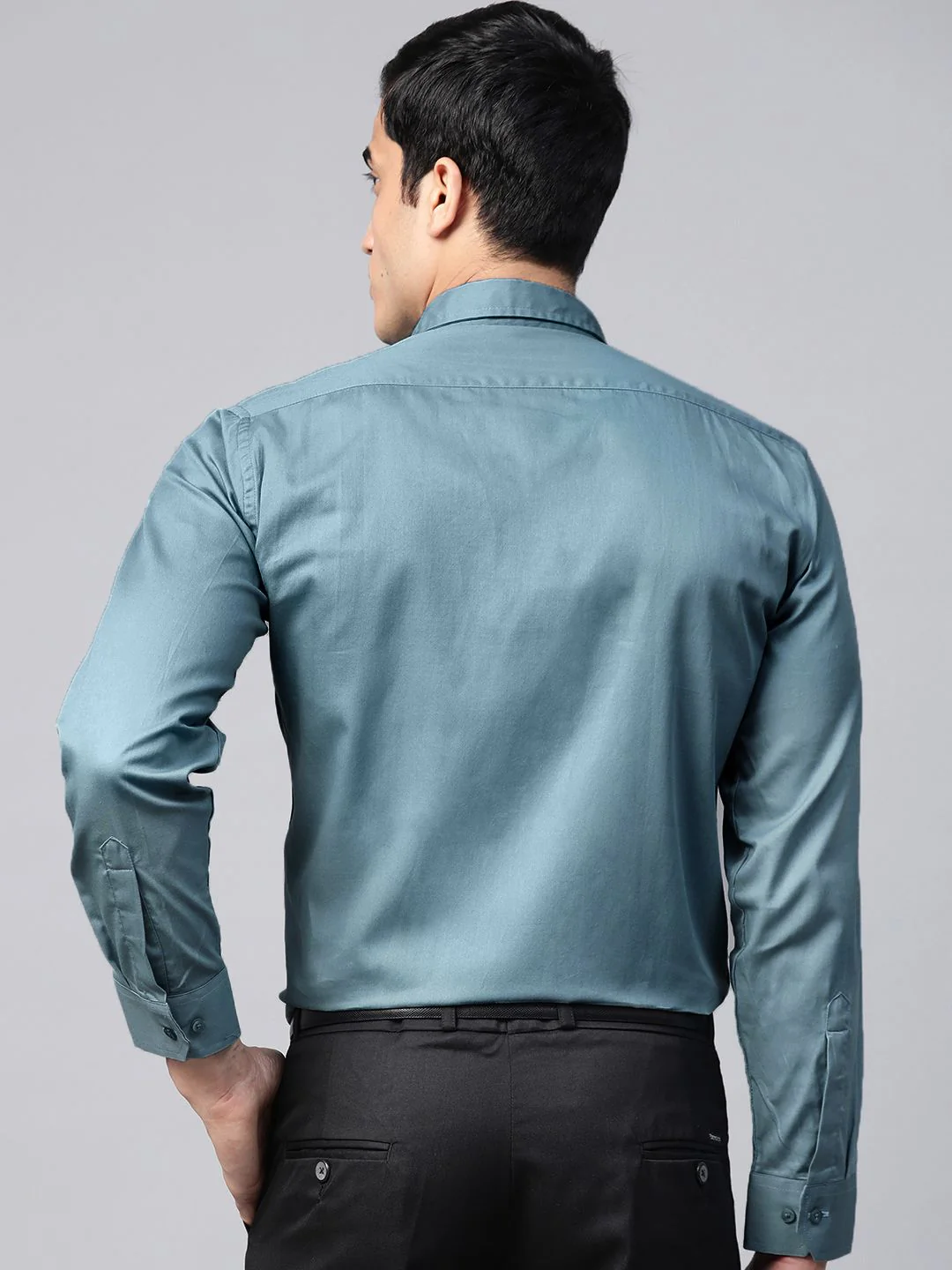 DENNISON Men Blue Pure Cotton Smart Slim Fit Solid Formal Shirt - Image 4