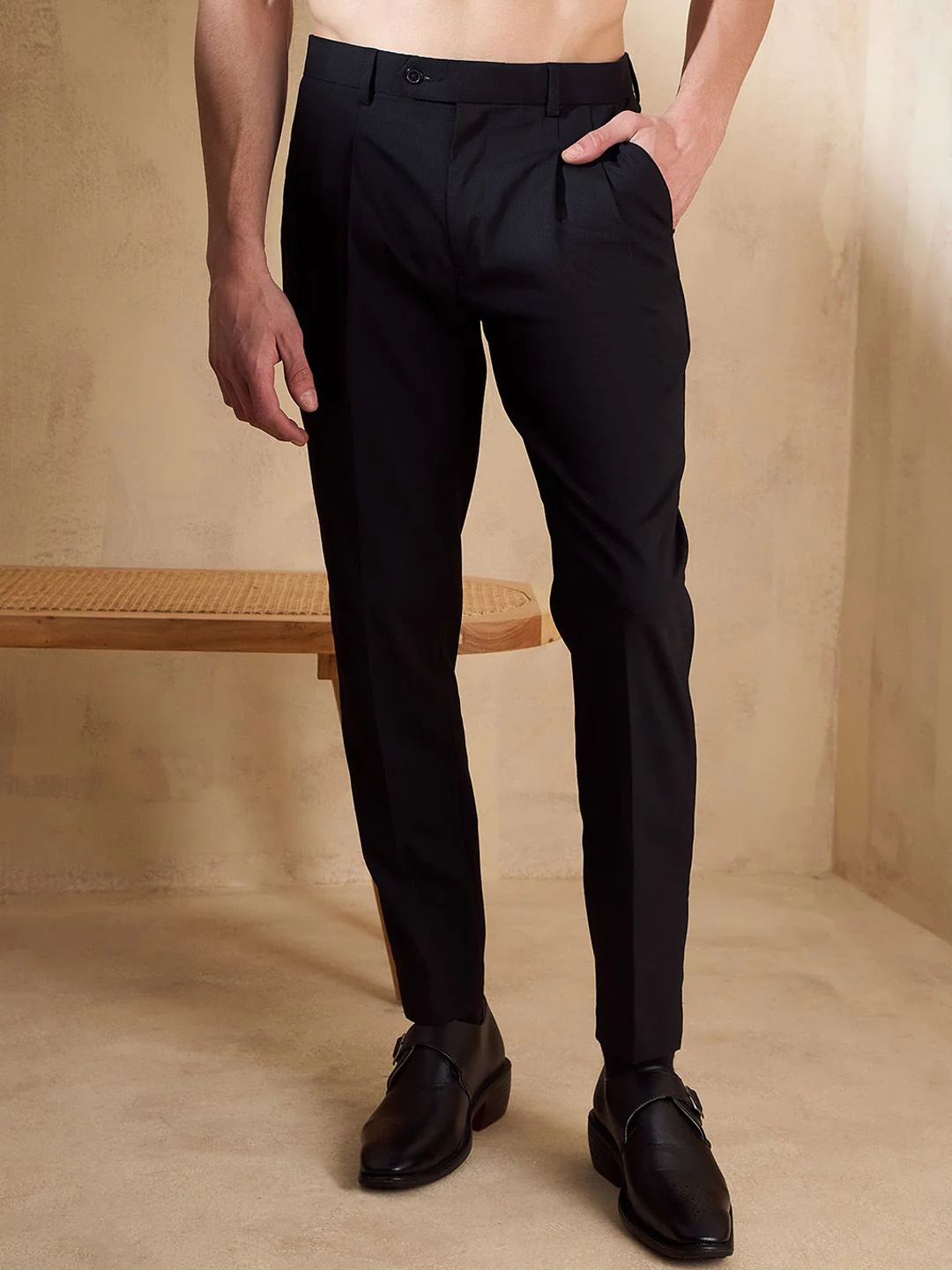 DENNISON Men Double Pleated Formal Trousers