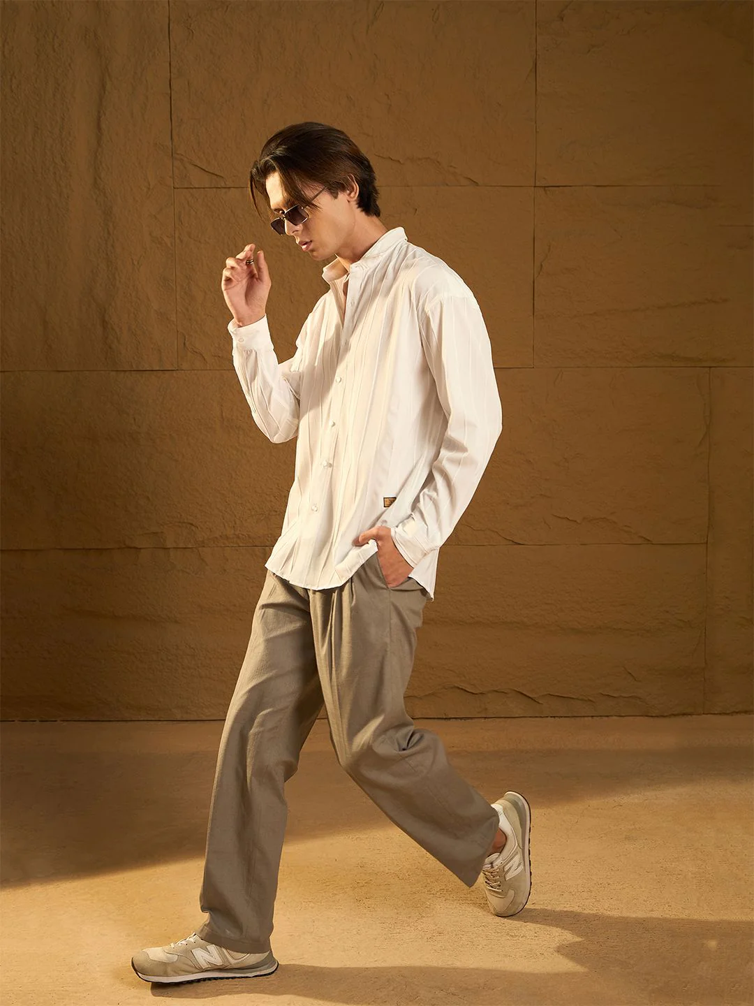 DENNISON Men Drop Shoulder Oversized Vertical Striped Casual Shirt - Image 6