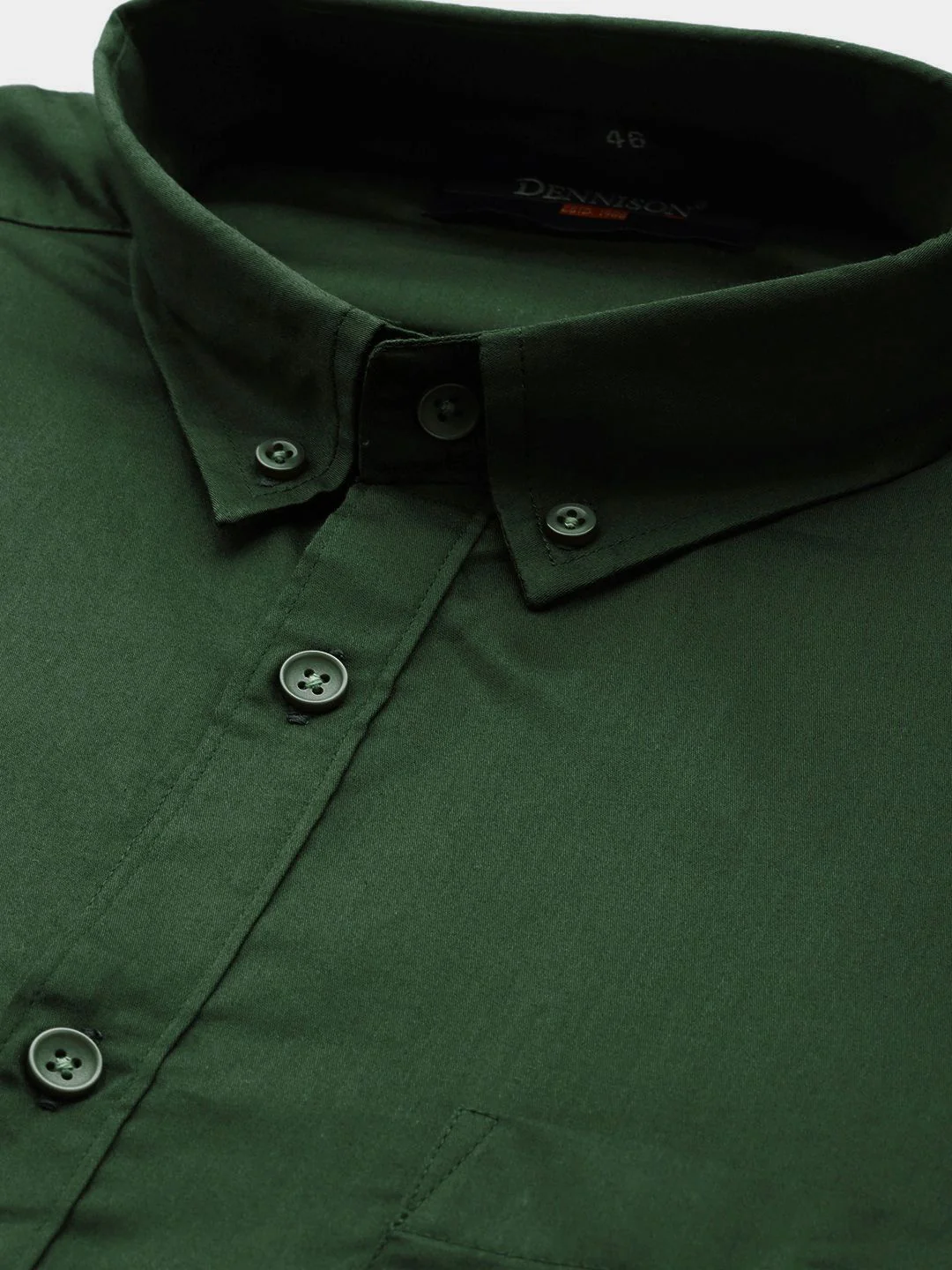 DENNISON Men Green Smart Slim Fit Opaque Formal Shirt - Image 2