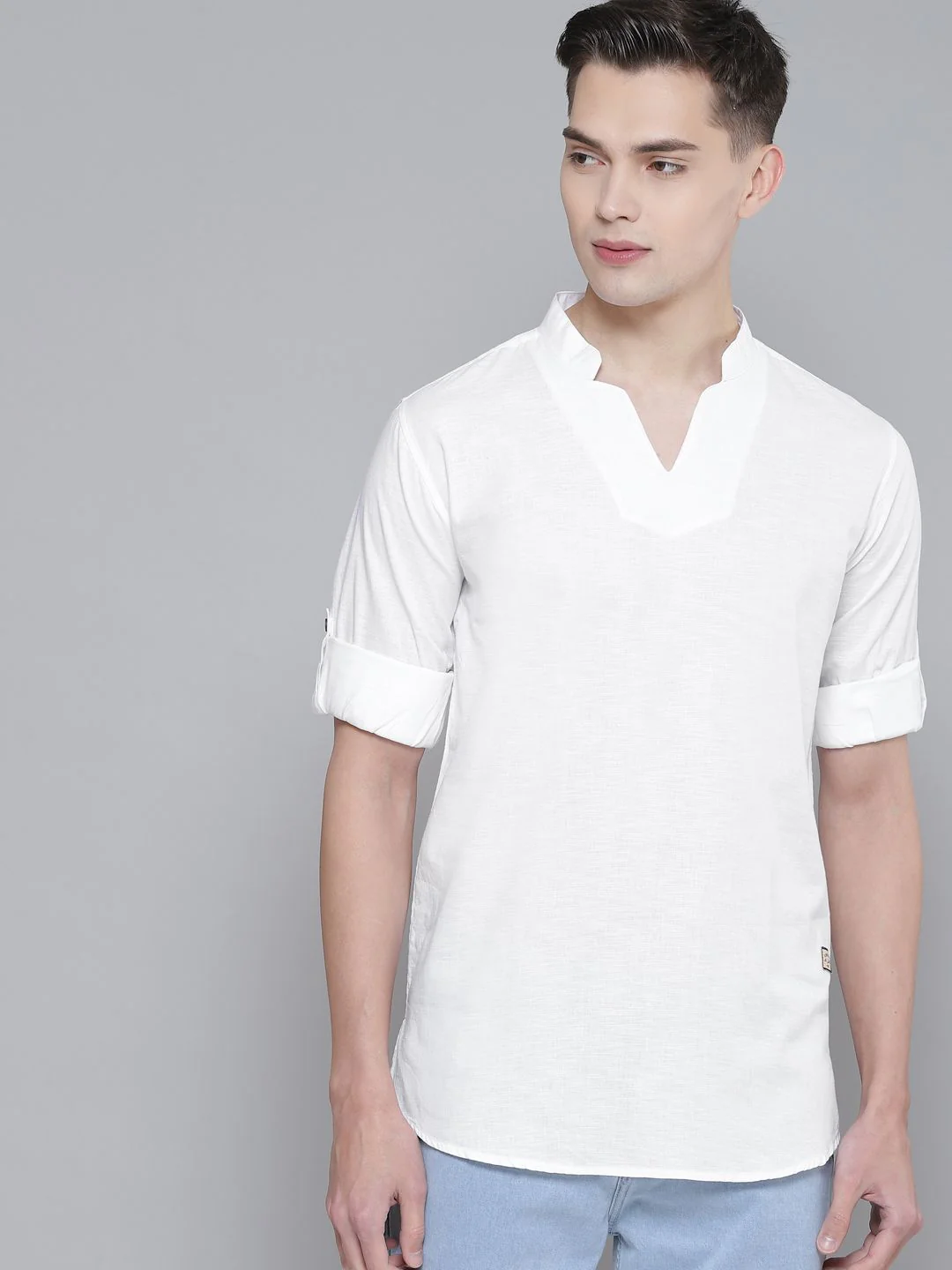DENNISON Men White Comfort Fit Kurta - Image 3