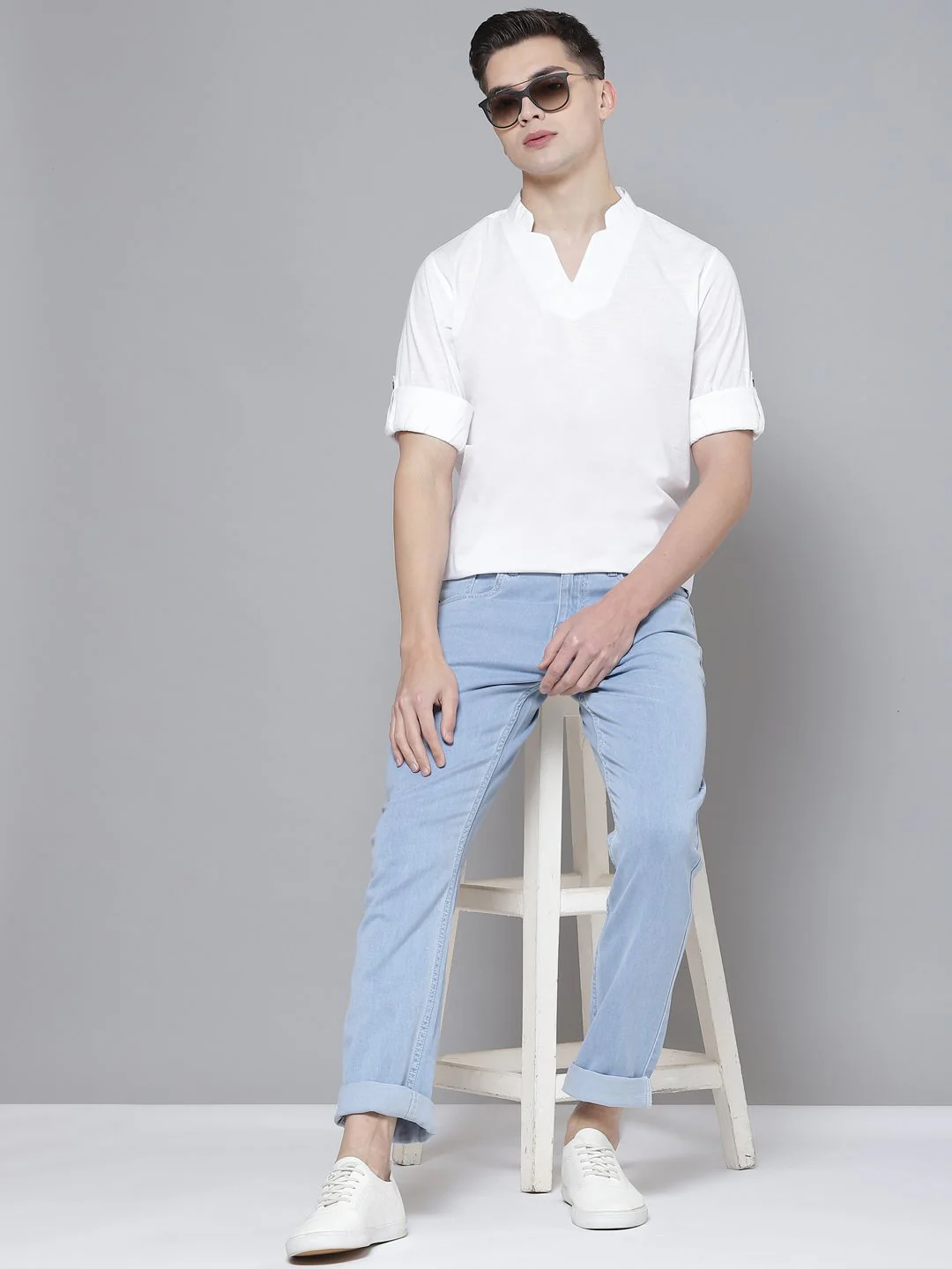 DENNISON Men White Comfort Fit Kurta - Image 6