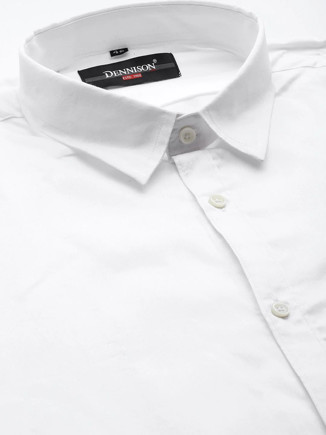 DENNISON Men White Smart Slim Fit Opaque Pure Cotton Formal Shirt - Image 2