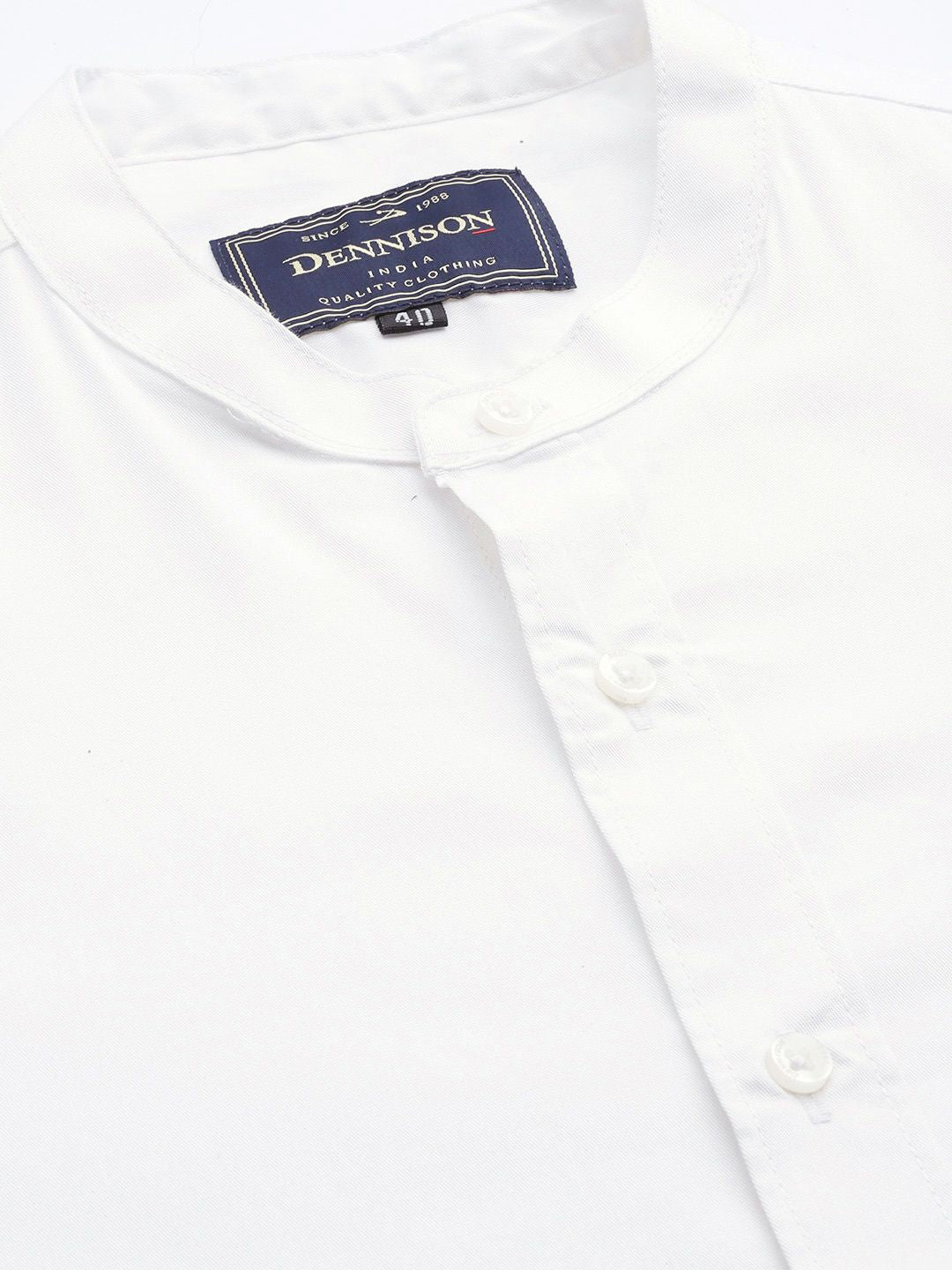 DENNISON Men White Smart Slim Fit Solid Water & Stain Repellent Casual Shirt - Image 2