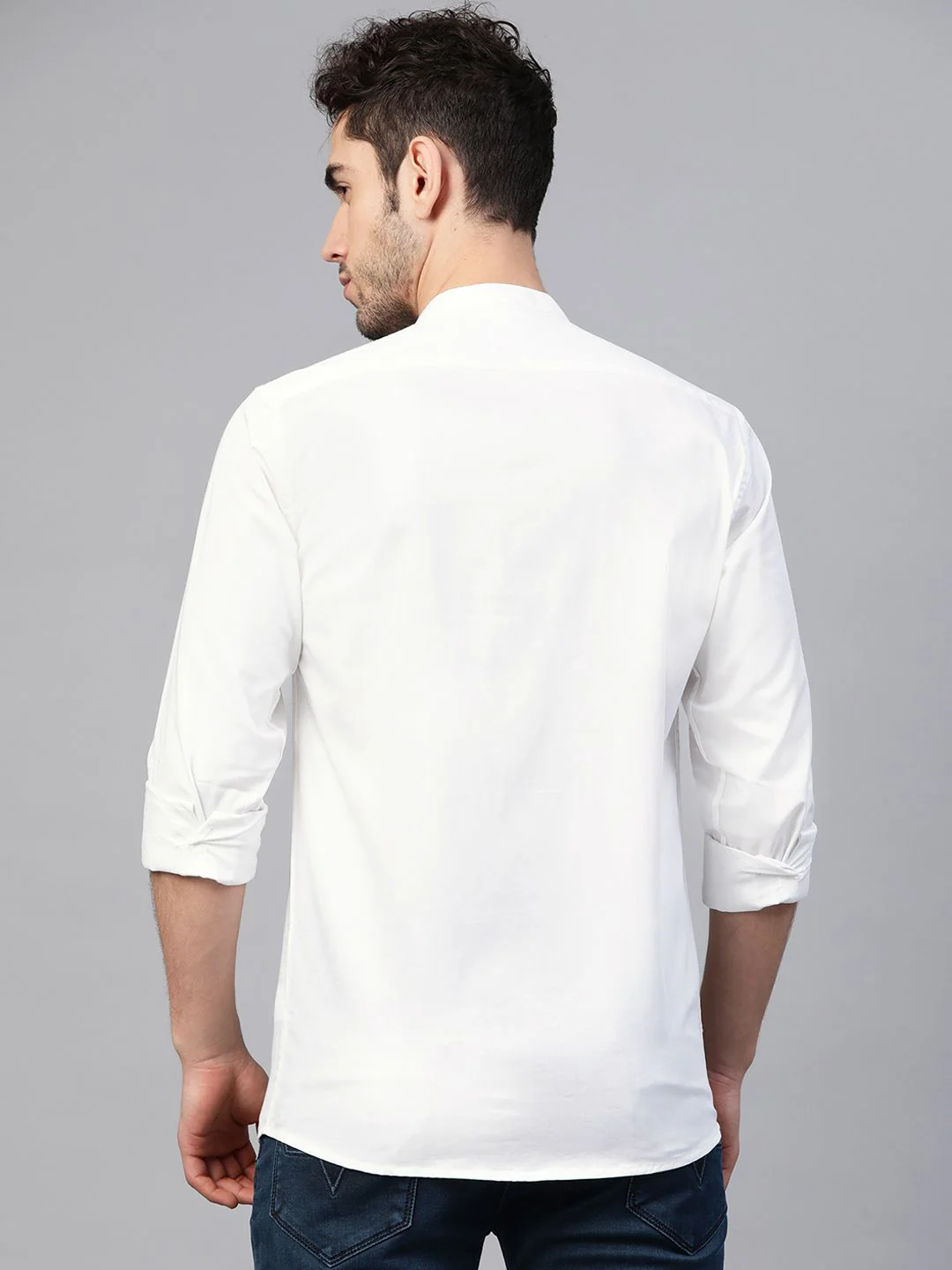 DENNISON Men White Smart Slim Fit Solid Water & Stain Repellent Casual Shirt - Image 4
