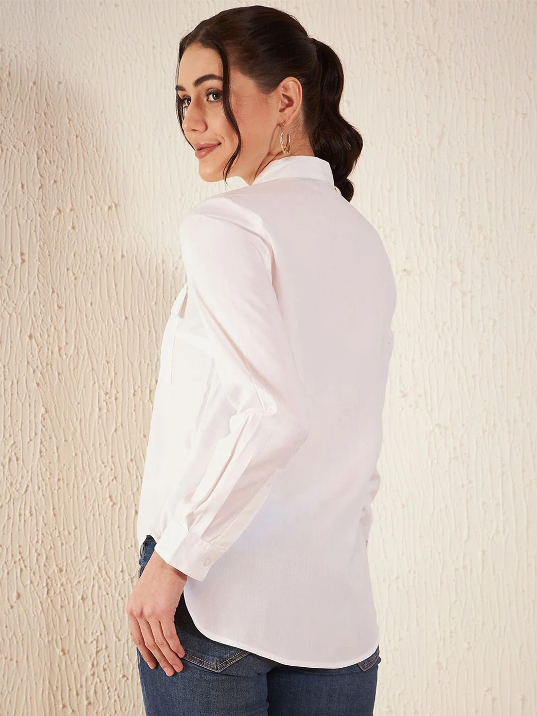 DENNISON Smart Slim Fit High Low Cotton Formal Shirt - Image 3