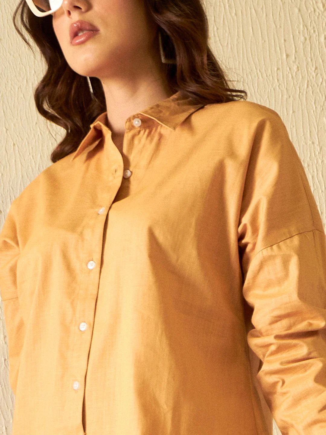 DENNISON Women Beige Smart Boxy Opaque Casual Shirt - Image 2