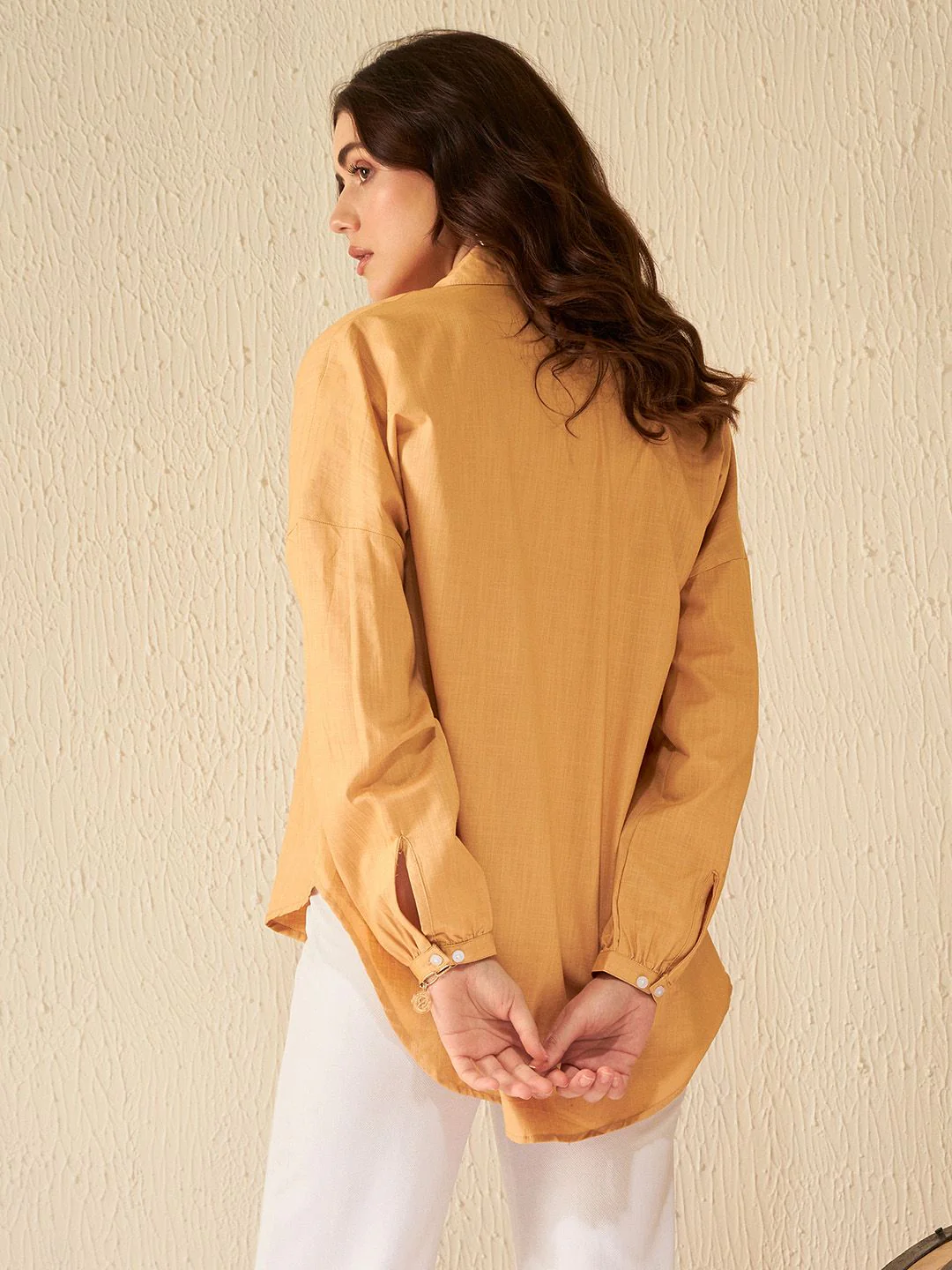 DENNISON Women Beige Smart Boxy Opaque Casual Shirt - Image 4
