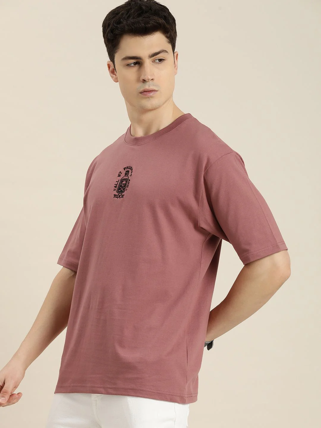 Difference of Opinion Men Graphic Embroidered Oversized T-shirt - Image 5