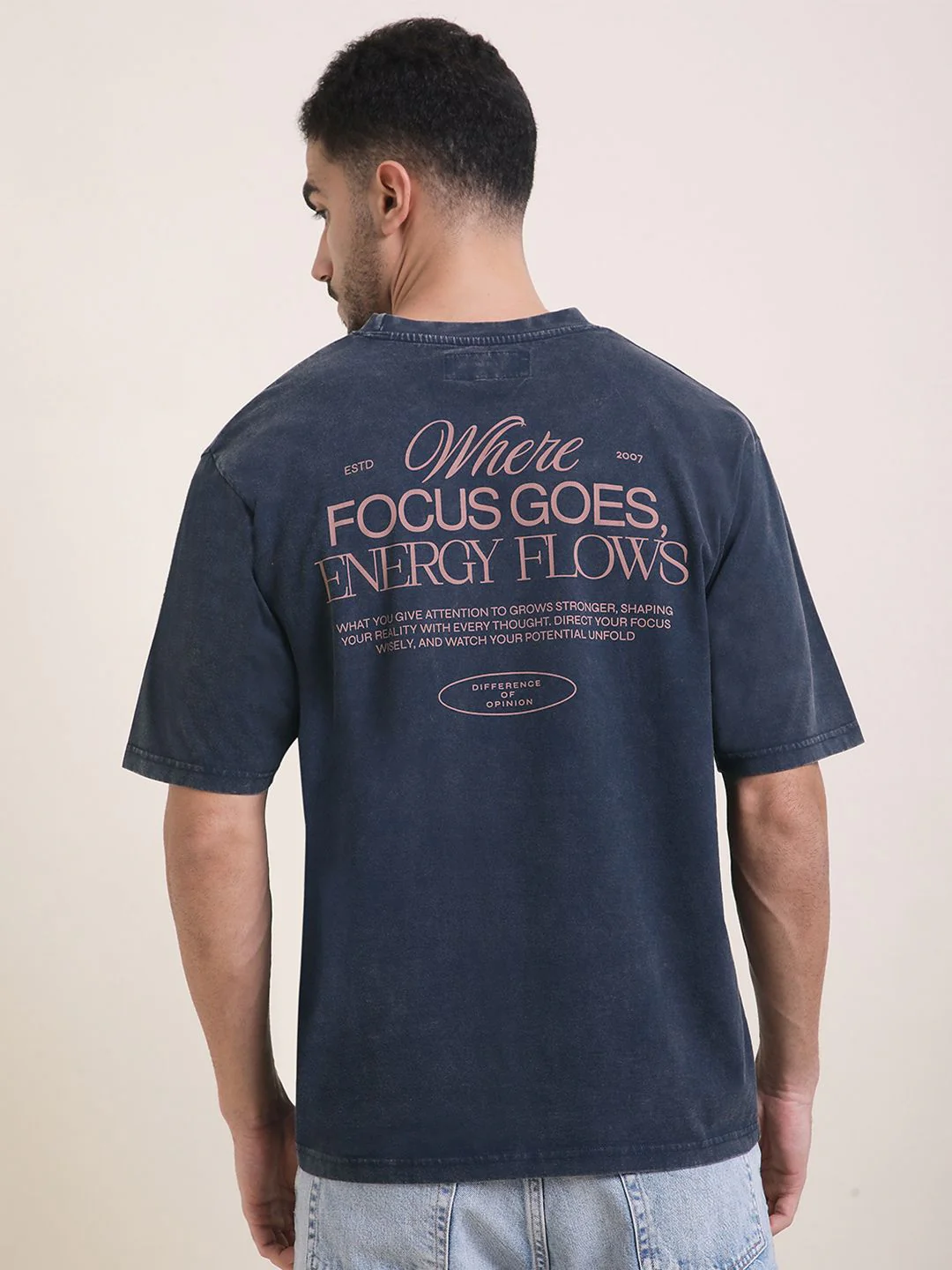 Difference Of Opinion Men Oversized Acid Wash Printed Tshirt - Image 6