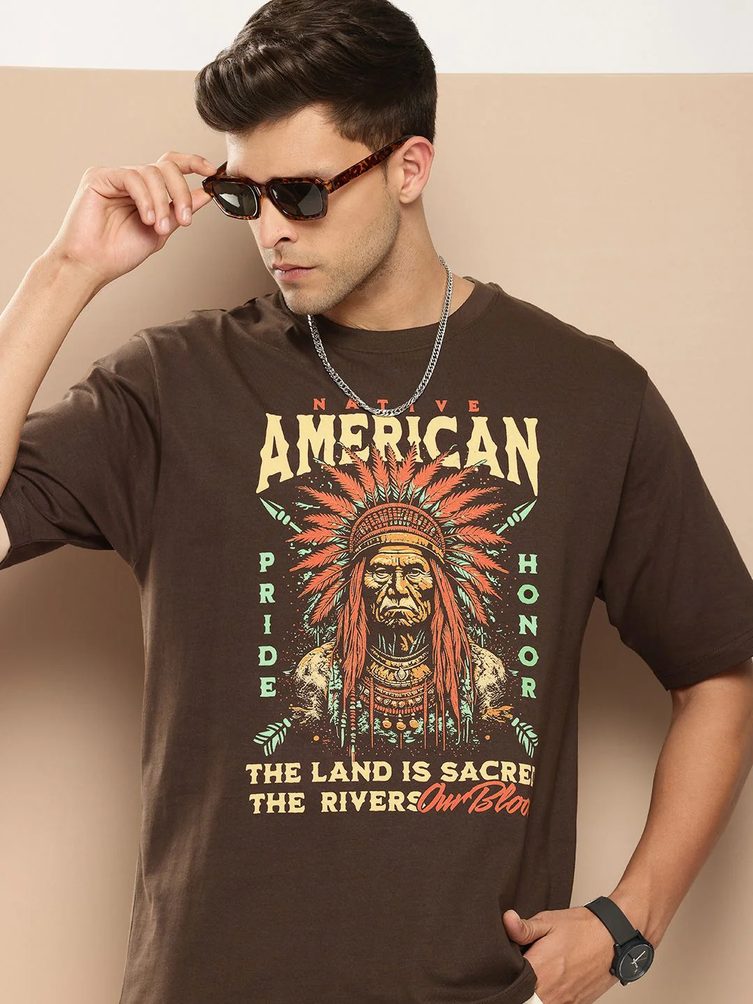 Difference of Opinion Men Printed Pure Cotton Oversized T-shirt