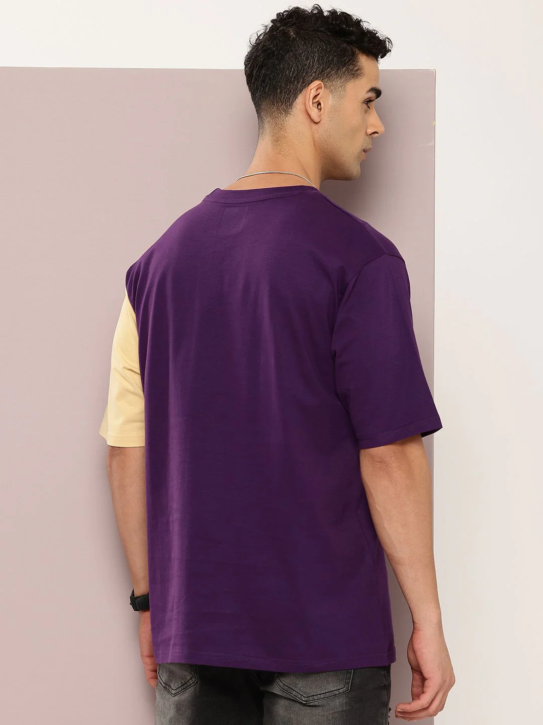 DILLINGER Men Colourblocked Drop-Shoulder Sleeves Oversized Embossed Pure Cotton T-shirt - Image 5