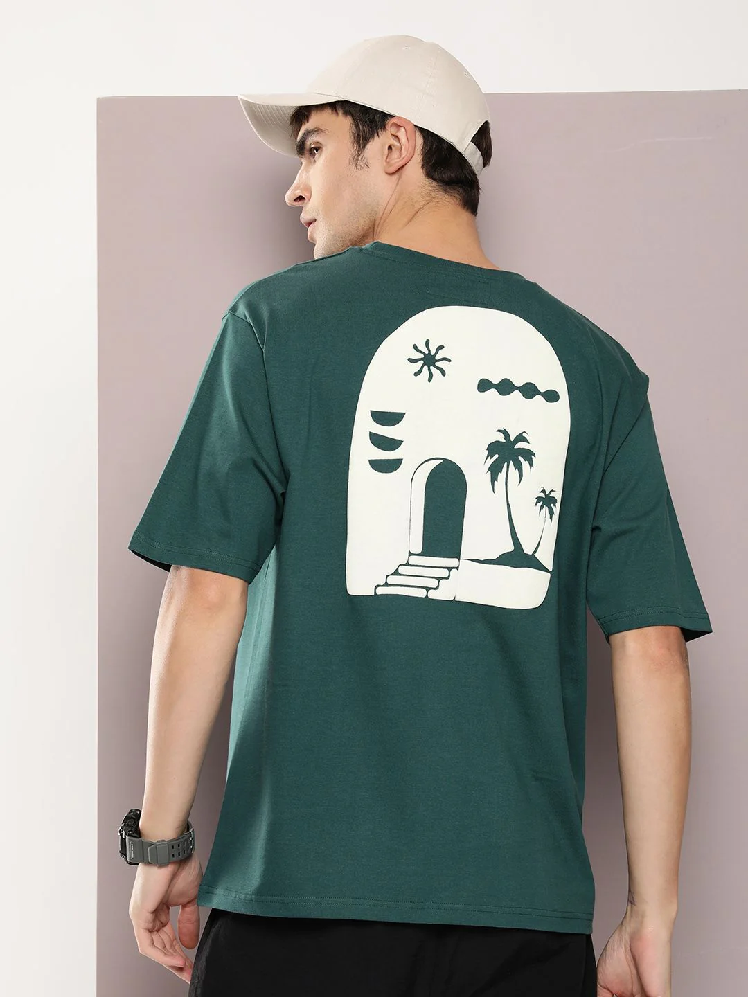 DILLINGER Men Graphic Printed Embossed Oversized Drop-Shoulder Sleeves Pure Cotton T-shirt - Image 5